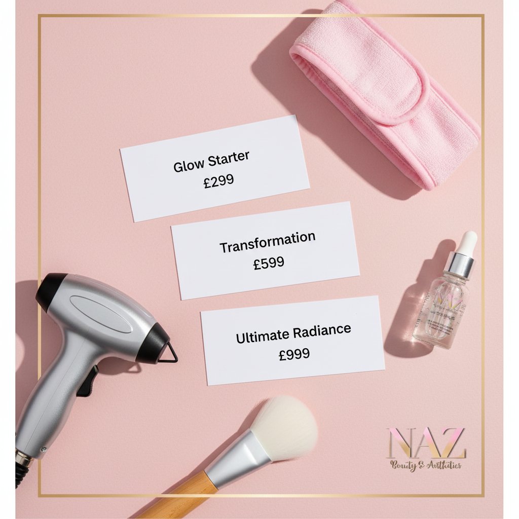 Ready to transform your skin in 2026?
Discover our exclusive treatment packages designed for real results. Whether you want a quick glow, a full transformation, or the ultimate skin journey, there's a package for you.
✨ Glow Starter (£299): 3 treatments for brighter, smoother skin
✨ Transformation (£599): 6 treatments for visible renewal
✨ Ultimate Radiance (£999): 10 treatments for total confidence
Each package is carefully curated with advanced techniques and the best products. Plus, enjoy on-site parking and Naz’s signature, passion-driven care every step of the way.
Curious which package is right for you? DM to book your free consultation with Naz today. Your best skin starts here! ✨