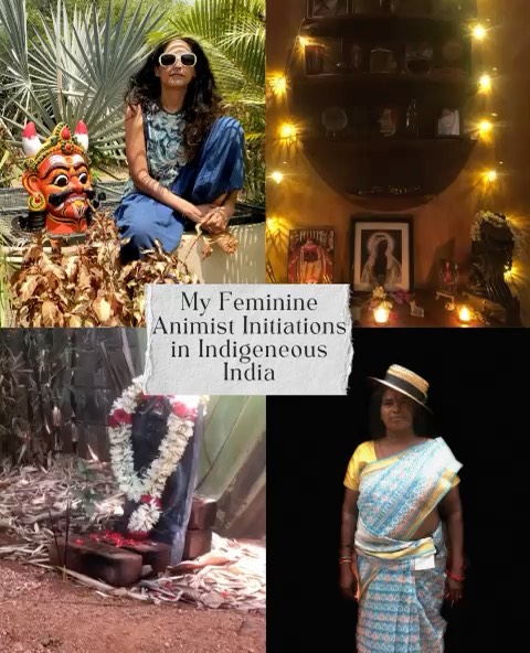 Here is my Feminine animist initiations story in Indigenous India.
Early 2019 in Tiruvannamalai , India between the waking and sleep states, the voice of Love whispered to me, “It (the absolute state of consciousness) is already in you. It is as simple as that.” This Night sealed the knowing in my bones that my mind does not need to seek anymore.
Living remote from the nondual spiritual people living in Tiruvannamalai, at the feet of the Sacred Mountain Arunachala, considered as the mecca of nonduality, Life sent me Laxmi.
Thanks to Laxmi, I was blessed to be one of the few to enter the inner sanctum of the indigenous life still alive in Tiruvannamalai, far from the main ashrams. Her community is still anchored in the animist ancient traditions offering sacrifices, elemental rituals and trances during special days of the year.
I started to see different Goddesses I had not heard about in my dreams. The first one was a beautiful woman with long brown hair breathing a numinous presence telling me that I have to register for a Goddess mythosomatic immersion which I joined and triggered my meeting with archetypal goddesses such as Lilith and the triple Goddesses and in my awakened reality the presence of Hecate and the Gaelic Calleiarch.
Laxmi told me that each time she enters my room she can feel and hear the Goddesses presence.
During the same period, the statue of the Goddess Chinnamasta, I met for the first time, transported me in an altered state of consciousness in the chthonic realm of the Feminine, deep down at the root of the cosmic pulse.
I tried to understand what happened and reconcile my recognition of absolute consciousness with these events, which I could in a call given by Josh Schrei @the_emerald_podcast
Like Laxmi and the villagers, the nondual Saint, Adi Shankaricharya also performed rituals to call the rain.
I received these initiations for the remembering that There is another way of knowing coming directly from the Earth, stones, statues, all of the elements, Dreams...
igniting our eros when patriarchal imprints
have been lifted.
#femininewisdom #wombhealing #consciousnessshift #darkfeminine #somatics