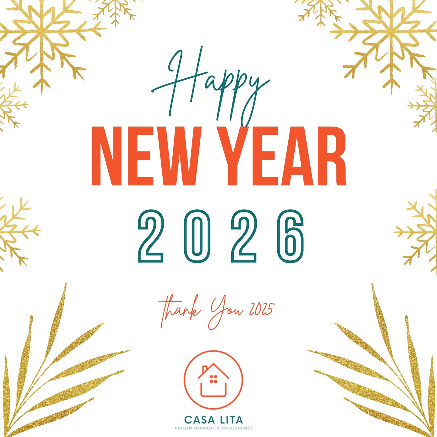 Dankjewel voor al jullie boekingen in 2025. Het was geweldig om meteen al zoveel mooie gezinnen over de vloer te krijgen bij Casa Lita😍
We wensen jullie voor 2026
💕Mooie momenten
☀️Zonnige dagen
💭Grootse dromen
🥰Onverwachte kansen
🏆Fraaie successen
👩❤️👨 Geweldige mensen om je heen
🌴Heerlijke vakanties
Lieve groetjes
Riet, Johan, Aziz, Greet & Elien