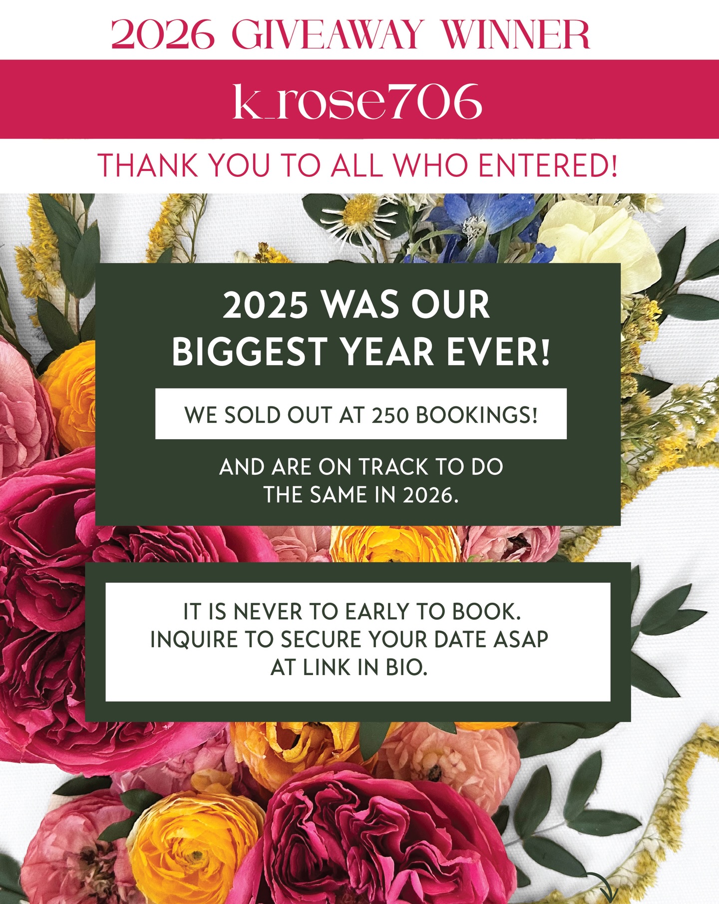 Congrats to our 2026 Flower Preservation Winner @k_rose706 who will be using the preservation for her 2026 wedding bouquet.
2025 was an incredible year for us at Evergreen. We took in over 250 bouquets, each one shared by amazing clients with beautifully unique stories. We truly cannot thank you enough for trusting us with such meaningful moments.
With that said, we only do one of these giveaways a year. The relationship we build with our clients is just as important as the final piece. It’s one of the biggest reasons we intentionally keep our studio small and have a max capacity for each month and overall year. Customer connection is essential to our process. From listening to their stories to gathering photos that help us “feel the love” behind the flowers. Every detail informs the design of the piece.
We bring this unique style of floral preservation to life through on-site shadow box frame construction. This also requires extra time and special care.
Custom designed to the ideal depth to protect each bloom without compromising its shape, while maintaining a sleek, elegant profile for display. This allows for a full bouquet with ample white space, creating a dynamic, balanced composition that highlights our signature style.
We never use mass-market frames. Your flowers deserve to be preserved in a quality, handcrafted frame, made with extra time and care.
We’re so excited to meet many more of you in 2026
Inquire about your special date via the link in our bio.
#flowerpreservation #wedding #weddingbouquet #uniquegift #engagment