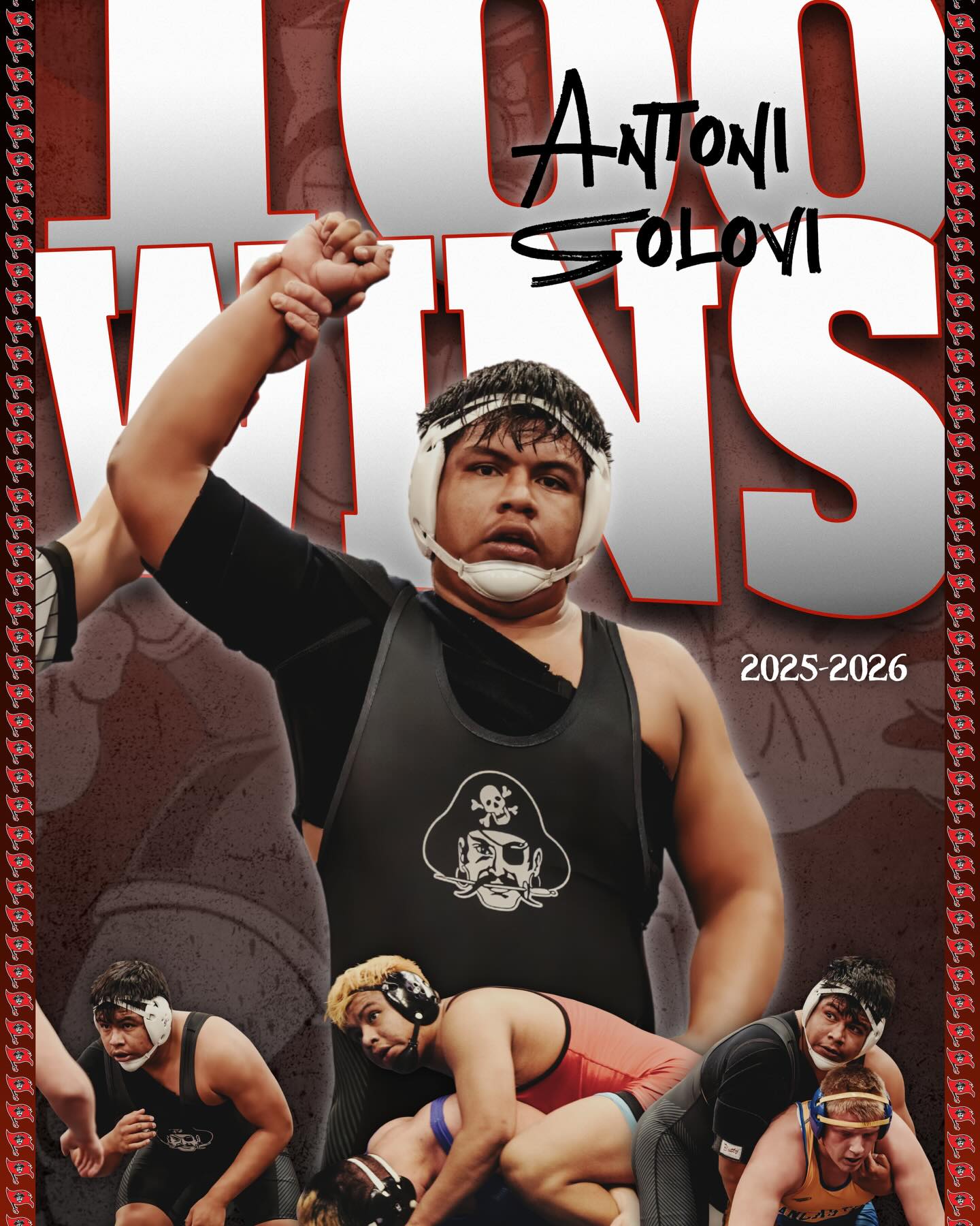 I’ve been designing more and more milestone banners like this lately — and every one is custom.
Milestone achievements deserve to be recognized.
Athlete. Achievement. Sport. School. The details matter.
Huge congratulations to Antoni on reaching 100 career wins in wrestling — an accomplishment that doesn’t happen by accident.
If you have a milestone coming up and want something designed specifically for that moment, message me.