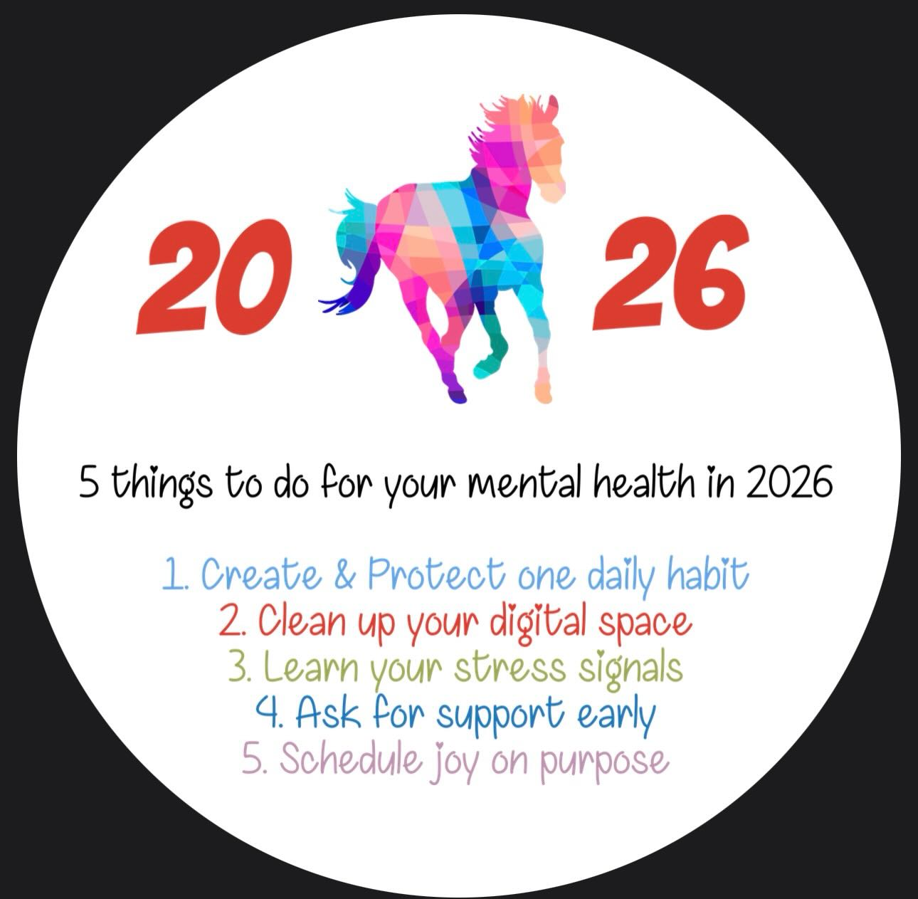 …
Goodbye to 2025 … and how quick did this year go?
✨It’s almost 2026 can you feel it … a different kind of energy, a starting over energy | back to a number 1 energy
🐎 The year of the horse… time to slither off you 🐍 will be gone by Feb 16th …
🤍 So what are some things you can put in place for YOU this year, moving yourself up that priority list !!
1. Build your ‘non-negotiable” daily reset
… Create one small habit you protect every day (even on bad days): maybe a 10-minute walk, journaling one page, breathing exercises, or quiet 5 minute coffee break . Consistency matters more than intensity.
2. Audit your digital life
… Unfollow accounts that drain you, limit doom-scrolling, and set phone-free times (like mornings or before bed). Your nervous system needs fewer constant inputs to recover.
3. Learn your stress signals
… Pay more attention to how stress shows up before you burnout … notice the tight jaw, irritability, procrastination, fatigue. Catching these early lets you rest or adjust before things spiral.
4. Normalise asking for support
… How about Therapy (🙋♀️) or honest conversations with friends. Make support part of your routine mental maintenance, your mental MOT not just crisis care.
5. Design a life that includes joy on purpose
… Schedule things you can look forward to… creative time, hobbies, trips, or simple pleasures. Joy isn’t a reward for productivity; it’s fuel for mental health.
#MentalHealth #SelfCare2026 #HealingHabits #TherapyWirral #ProtectYourPeace
Delyth Cole | MBACP
Best Self Therapy : Wirral
☕️ In-Person : Therapy Room, Birkenhead
🌿 Walk & Talk : around the Wirral
🎧 Zoom Online : wherever you are!