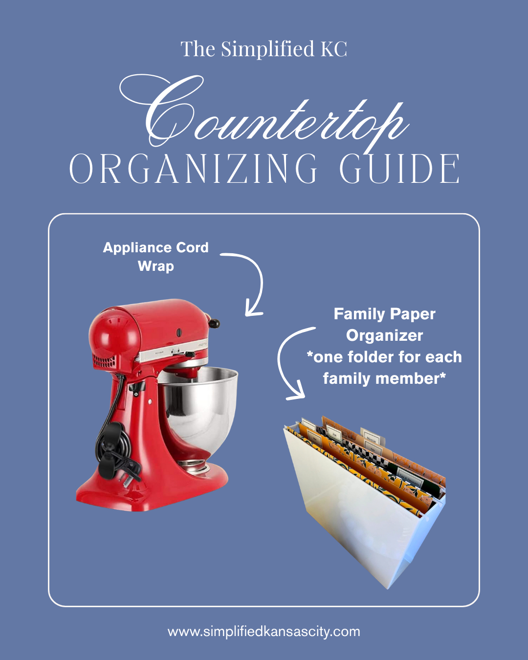 In my perfect world, I’d have nothing on my countertops except the things I use every single day. ✨ But… my family lives with me. 😅
So no, I don’t recommend products that clutter up your space. HOWEVER—the one thing I can’t live without is our Family Mailbox. Each family member has a labeled folder for papers and items I need but can’t deal with immediately. Think permission slips, an important piece of mail, etc.
When a folder is full, it’s time to go through it. Simple, contained, and no paper piles taking over the countertop.
Organized doesn’t mean perfect—it means functional. 💛
#SimplifiedKC #CountertopOrganization #PaperClutter #OrganizedHome #RealLifeOrganizing #ProgressNotPerfection