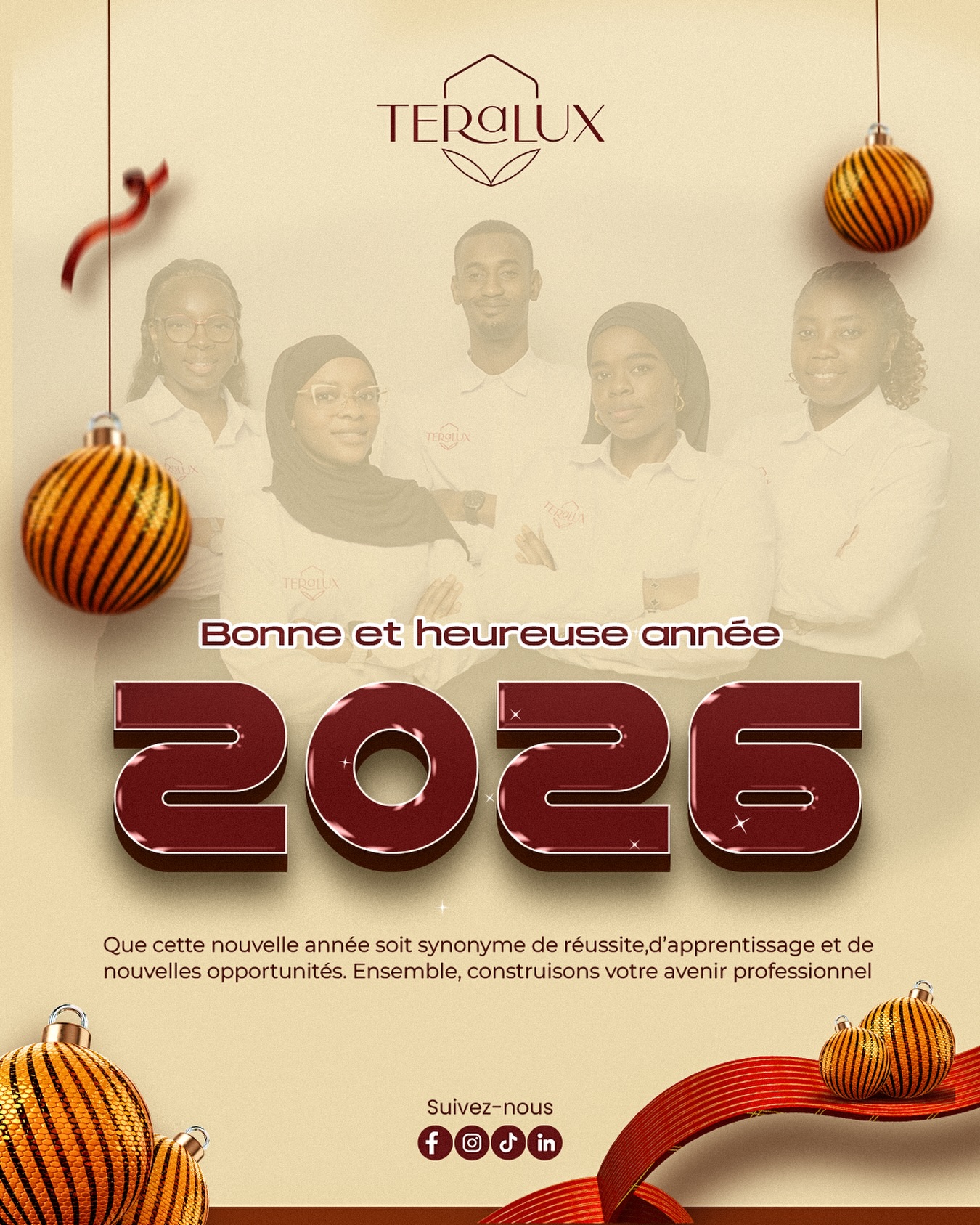 Bonne et heureuse année 2026 ! ✨
Une nouvelle année commence, remplie de promesses, d’apprentissage et d’opportunités.
Chez Teralux, nous restons engagés à vous accompagner dans la construction de votre avenir professionnel, avec des formations de qualité et une équipe passionnée.
Merci pour votre confiance 💛
2026 sera une année d’ambition, de croissance et de réussite… ensemble.
🚀 Prêts à écrire la suite avec nous ?
#BonneAnnée2026 #Teralux #Formation