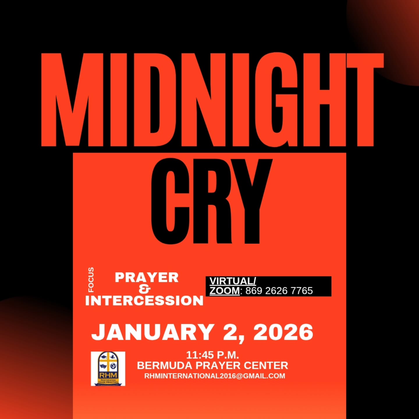 PRAYER REALLY CHANGES THINGS. JOI US
Time in other locations: - Eastern (New York/Toronto): 10:45 PM (Fri, Jan 2) - Central (Chicago): 9:45 PM (Fri, Jan 2) - Pacific (Los Angeles): 7:45 PM (Fri, Jan 2) - Uganda (Kampala): 6:45 AM (Sat, Jan 3) - Rwanda (Kigali): 5:45 AM (Sat, Jan 3) - Australia (Sydney): 1:45 PM (Sat, Jan 3)
Join Zoom Meeting: https://us02web.zoom.us/j/86926267765
Meeting ID: 869 2626 7765
Would you submit a prayer request to a stranger?