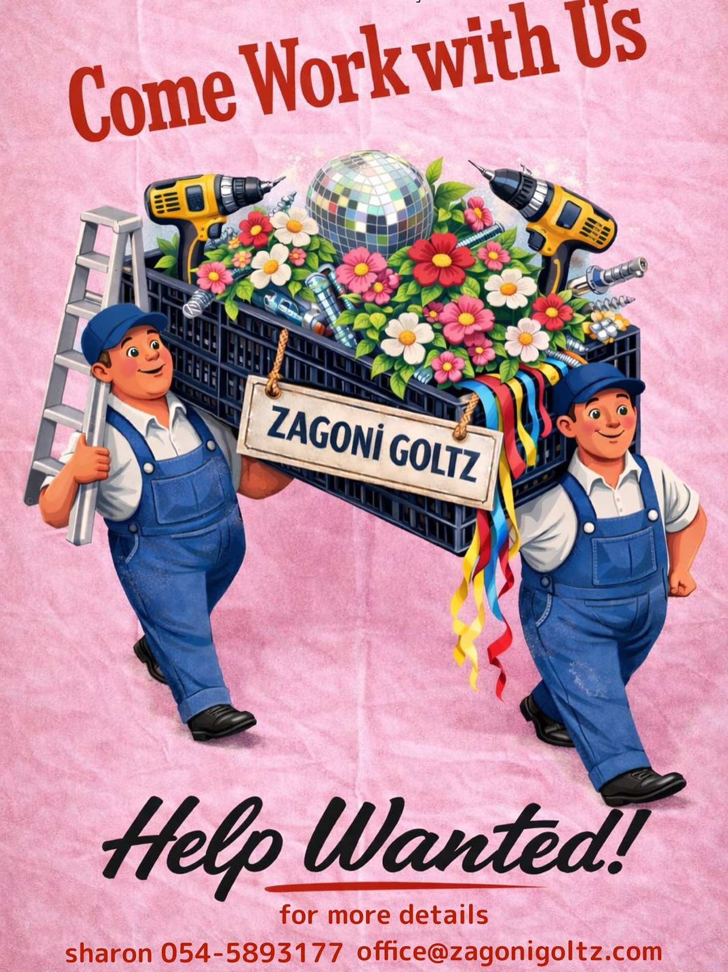 Come work with us ✨
מחפשים אנשים טובים לצוותי הקמה ופירוק של אירועים מעוצבים.
עבודה דינמית, יצירתית ובצוות הכי כיף שיש.
לפרטים: שרון 054-5893177