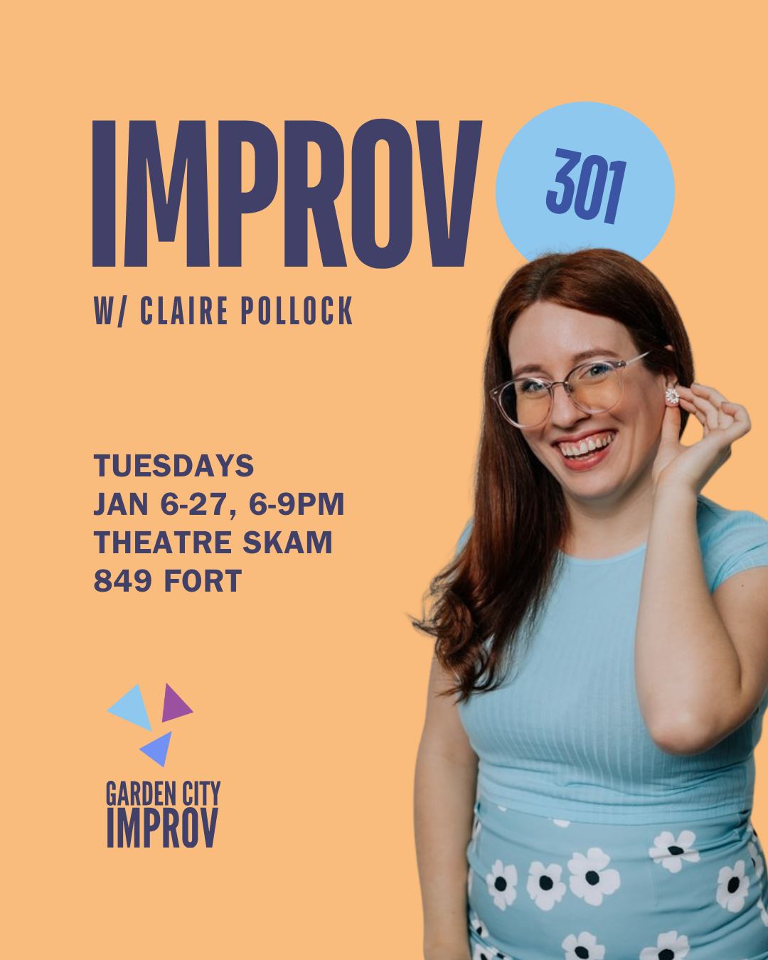 Registration is now open for Improv 301!
Take your play to the next level with new, advanced short-form games and dynamic scenework. You’ll push past the basics and sharpen the skills that connect short-form performance to the world of longform improv.
At the end of this four-week class, you will have the opportunity to perform for invited family and friends, showcasing your new skills in a relaxed and supportive atmosphere.
Tuesdays • Jan 6-27, 6-9pm • @theatreskam
Sign up now, seats fill up quickly.
#yyj #victoriabc #learnimprov #gardencityimprov #yyjcomedy