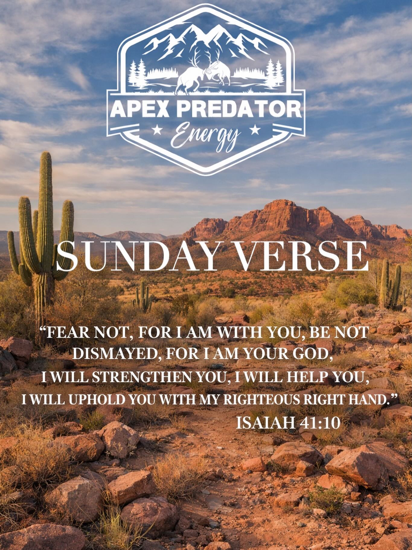 Fear not. Our strength comes from above.
No matter the terrain, you never walk alone. 👊🏻🏜️
Isaiah 41:10
#apexpredatorenergy #sundayverse #huntaz