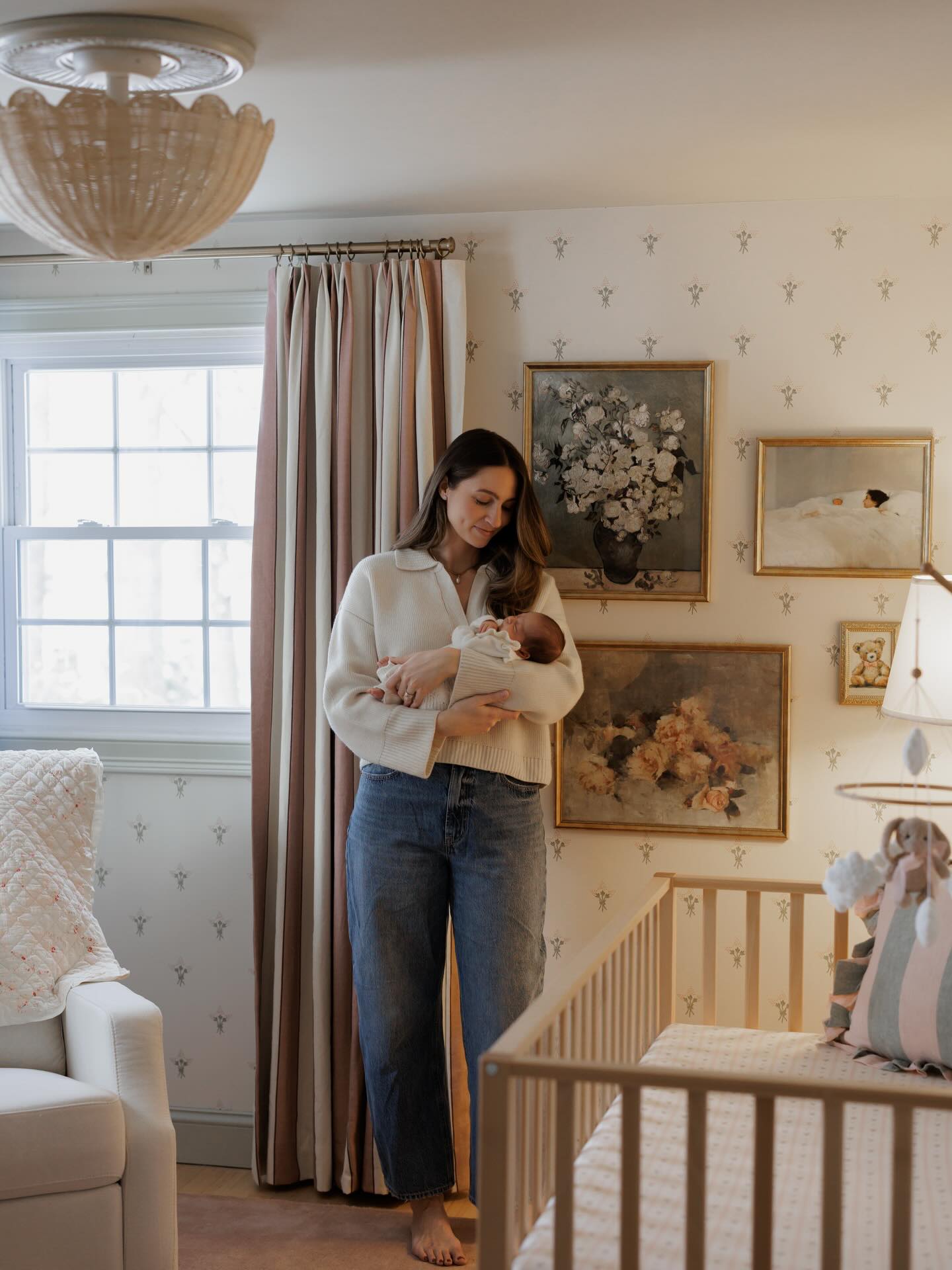 Thinking back on this past year, the entirety of it was focused on her. Fueling my body to grow her, building my business to support her, pouring my heart & soul into a nursery that was home for her 🕊️
I have loved watching her take in this space over the past few weeks. I’ll forever cherish the quiet moments we have together rocking in the glider at 3am, how she stares at the striped curtains the second we walk into the room, and the way she already knows with the dim of the lights that it’s time for a book before bed
More than a pretty space, it’s a room created for her to feel safe, cozy, and fill with memories in the many years to come. Welcome home, sweet Rosie P🤍
@gennyrosedesigns
@cassiejeanphotos