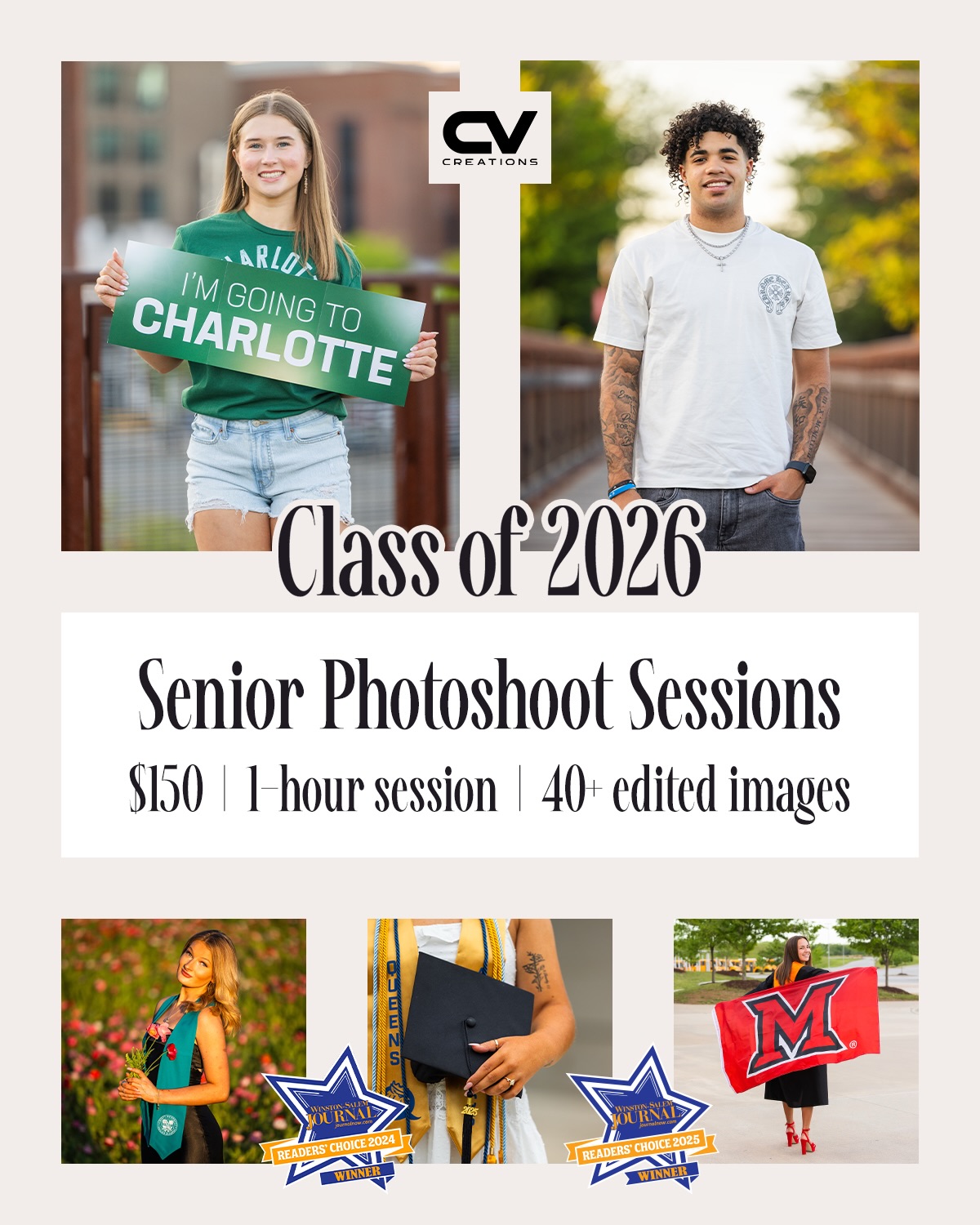 Now booking for Class of 2026 Senior Photoshoots!
$150 | 1-hour | 40+ images (likely a lot more)
#seniorphotographer #ncphotographer #ncseniorphotographer #classof2026