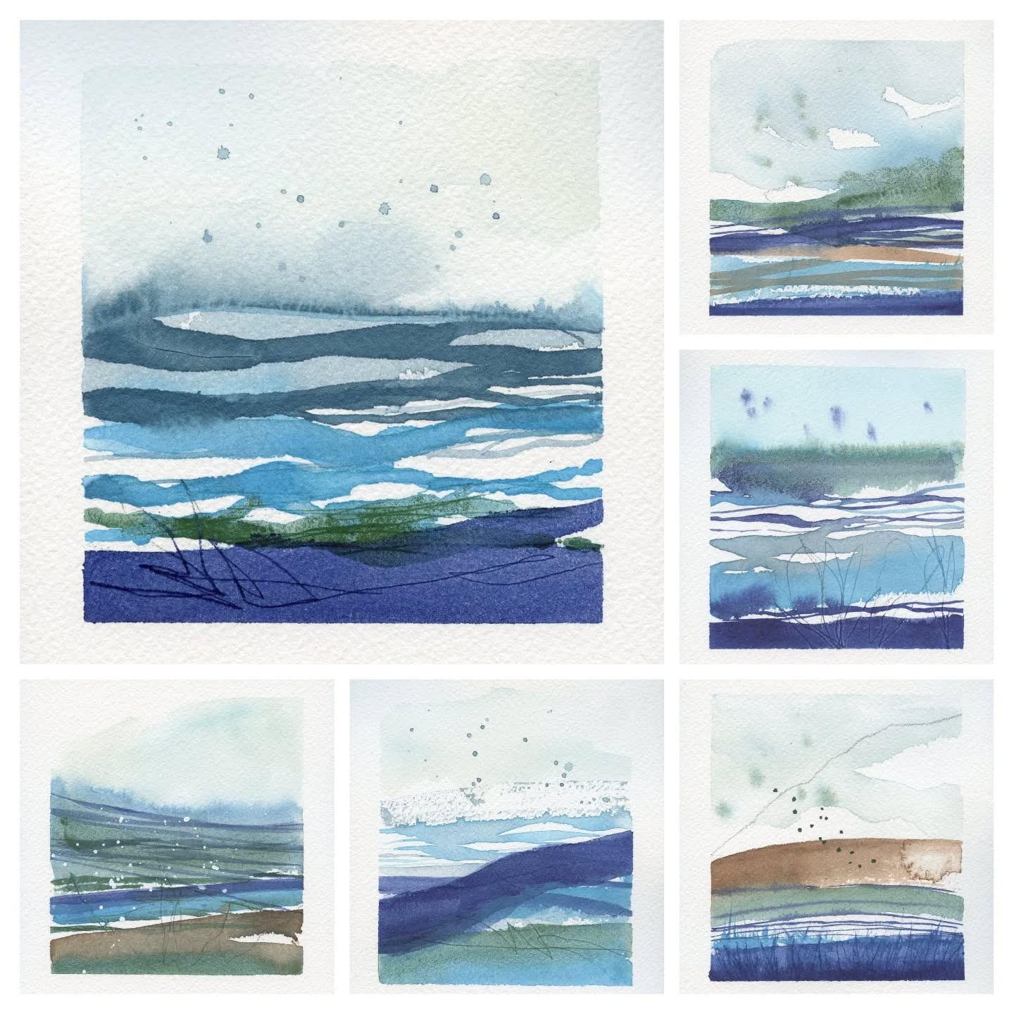 Watercolor coastal compositions @laurahornart Painted Horizons course
#watercolorart #watercolormixedmedia #watercolorpainting #abstractwatercolor