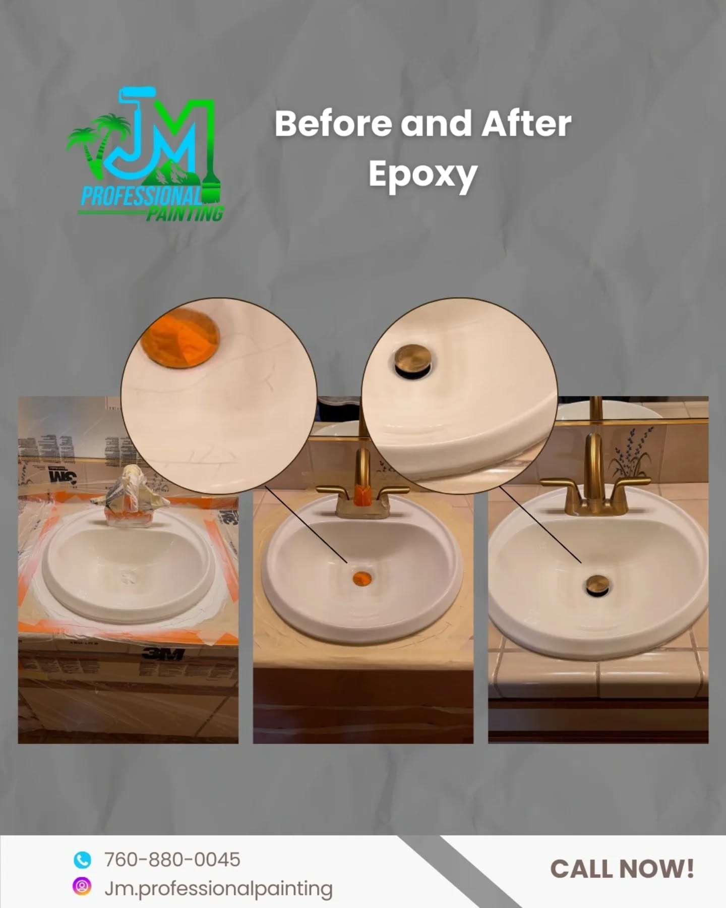 Don’t replace it, refinish it! 🛁✨
Are you dealing with cracks or stubborn stains in your sink? Our professional epoxy coating restores the shine and beauty of your surfaces without the high cost of a full replacement.
Swipe to see the incredible "Before and After" transformation!
📞 Call us today: 760-880-0045
#homerenovation #sinkrepair