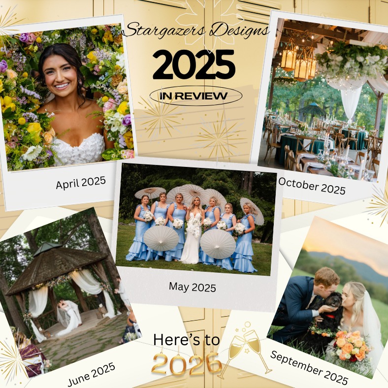 We want to wish all our couples from 2025 a very Happy New Year! Thank you for your business. We loved working with everyone of you. Here's to a prosperous 2025 and even better 2026!
#wncweddings #stargazersdesigns #weddıngflowers #2026weddings #ncweddings
