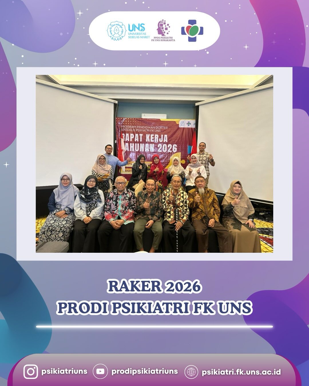 *Rapat Kerja Tahunan PPDS Psikiatri FK UNS*
Program Studi Psikiatri FK UNS mengawali tahun dengan Rapat Kerja Prodi sebagai momentum evaluasi dan perencanaan ke depan. Rapat ini membahas capaian program tahun sebelumnya serta strategi pengembangan pendidikan, penelitian, dan pengabdian di tahun 2026.
Dengan semangat kolaborasi dan komitmen bersama, Prodi Psikiatri FK UNS terus melangkah untuk meningkatkan mutu dan kontribusi di bidang kesehatan jiwa.