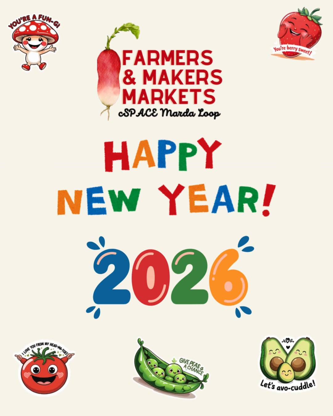 2026 is here—and we’ve already got March on our minds! 🥂
Happy New Year to our amazing community of shoppers, growers, and creators. Thank you for making local food and handmade goods a priority in your lives.
We’re counting down the days until we can welcome you back to the stalls!
🌸 JOIN US: End of Winter, Almost Spring Market 📅 March 14, 2026 ⏰ 10:00am to 4:00pm📍 cSPACE Marda Loop
Let’s make this the best market season yet. See you in March!
@cspace.mardaloop #yycfarmersmarkets #yycfarmersmarket #yycmarkets #mardaloopyyc