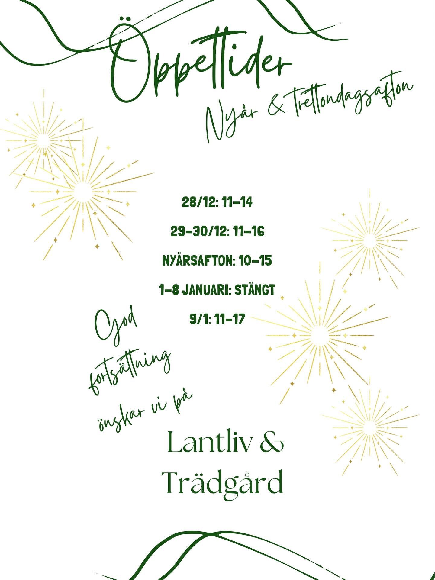 Tack för ett fantastiskt 2025! Mycket roligt har hänt och vi är så glada och tacksamma att ni väljer oss när ni behöver blommor och presenter till livets alla tillfällen!
Nu är butiken stängd en vecka och vi unnar oss lite vila ✨🌸
9/1 öppnar vi upp dörrarna igen, redo med blommor och växter att förgylla januari med 🌷🌿