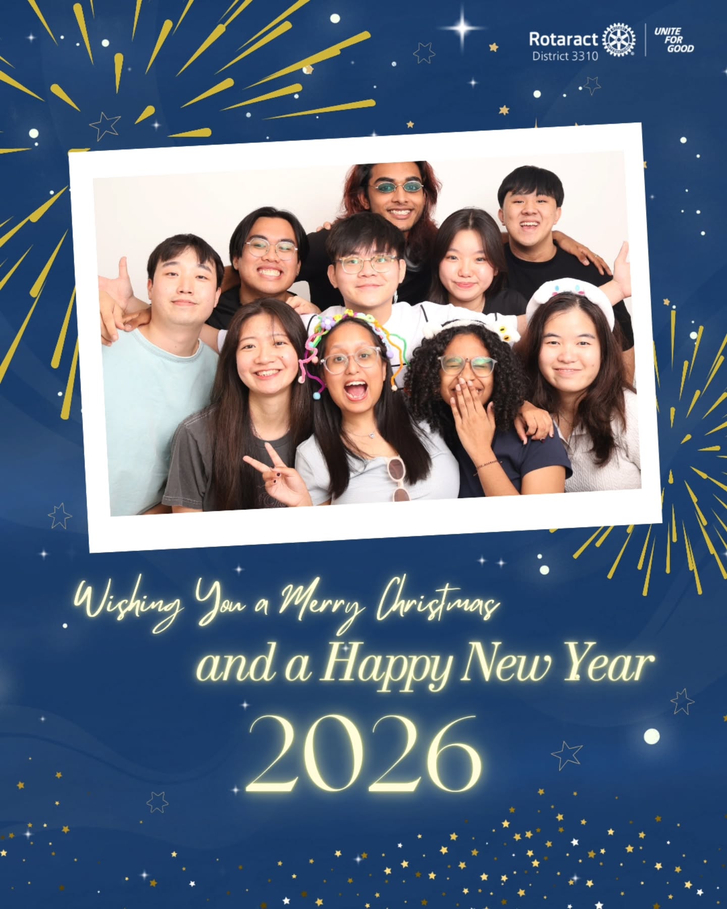 Happy New Year, Rotaractors! 🎉
As we step confidently into 2026, may this new year be filled with renewed purpose, bold ideas, and unwavering commitment to the spirit of Rotaract. Let us continue to lead with heart, serve with intention, and grow together through meaningful fellowship. Every event we organise, every campaign we launch, every initiative we undertake, every project we execute, every partnership we build, and every hand we extend in service has the power to create lasting impact beyond ourselves.
Together, let us strengthen our bonds as one District, empower one another to become better leaders and compassionate changemakers, and inspire positive change in the communities we serve. Here’s to a year of unity, growth, and becoming more through service.
#Rotaract3310 #UniteForGood #BecomingMoreThroughService
