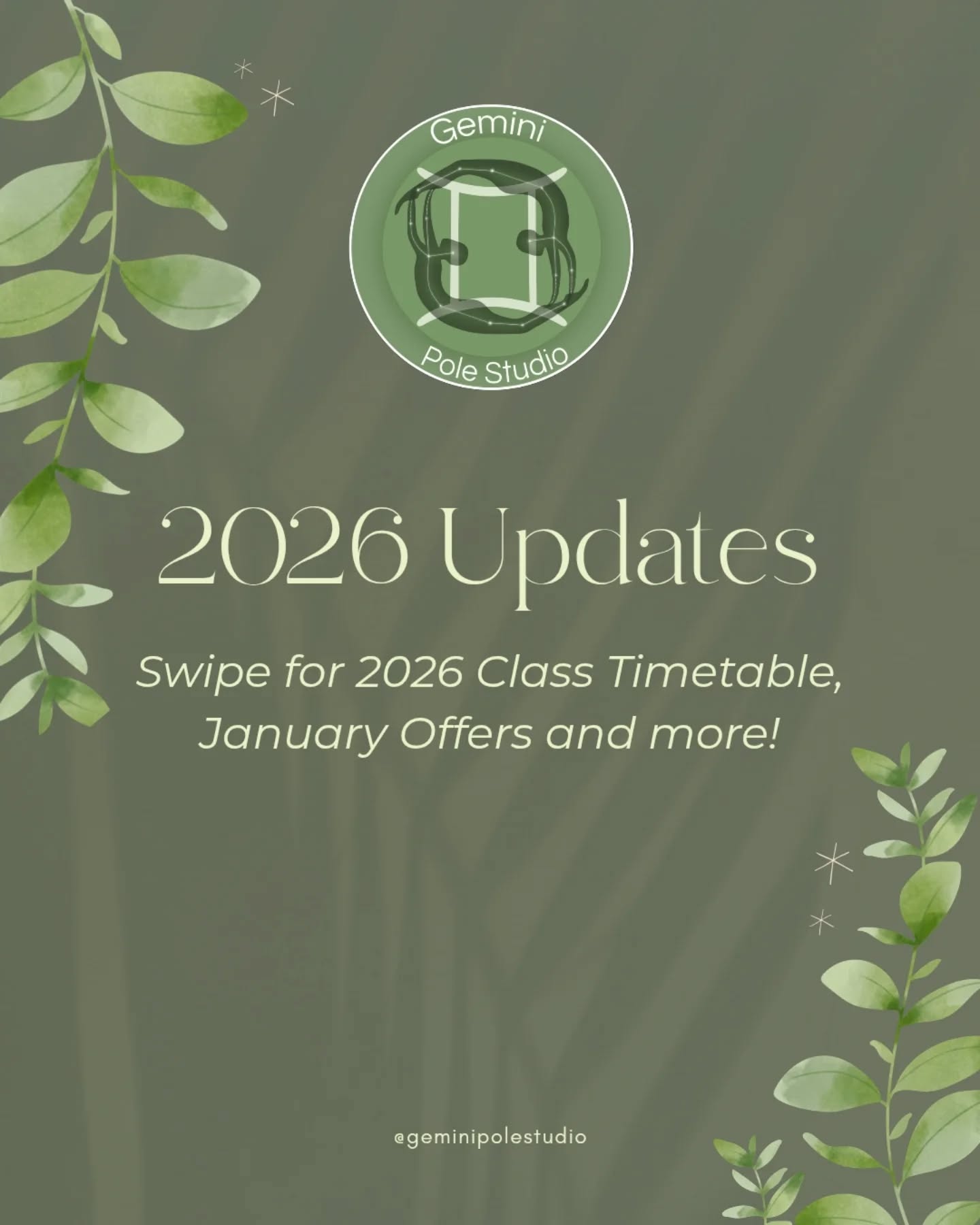 2026 Gemini Updates! ✨✨
Class timetables, January offers ££, and more!
With the new year fast approaching, here are some updates for you!
We cannot wait to see all of you back in class next year, it has been a pleasure seeing you all show up each week, and helping us make Gemini a fun, safe, inclusive space to pole dance.
Happy New Year and happy pole-ing 🎉
- The Gemini Team