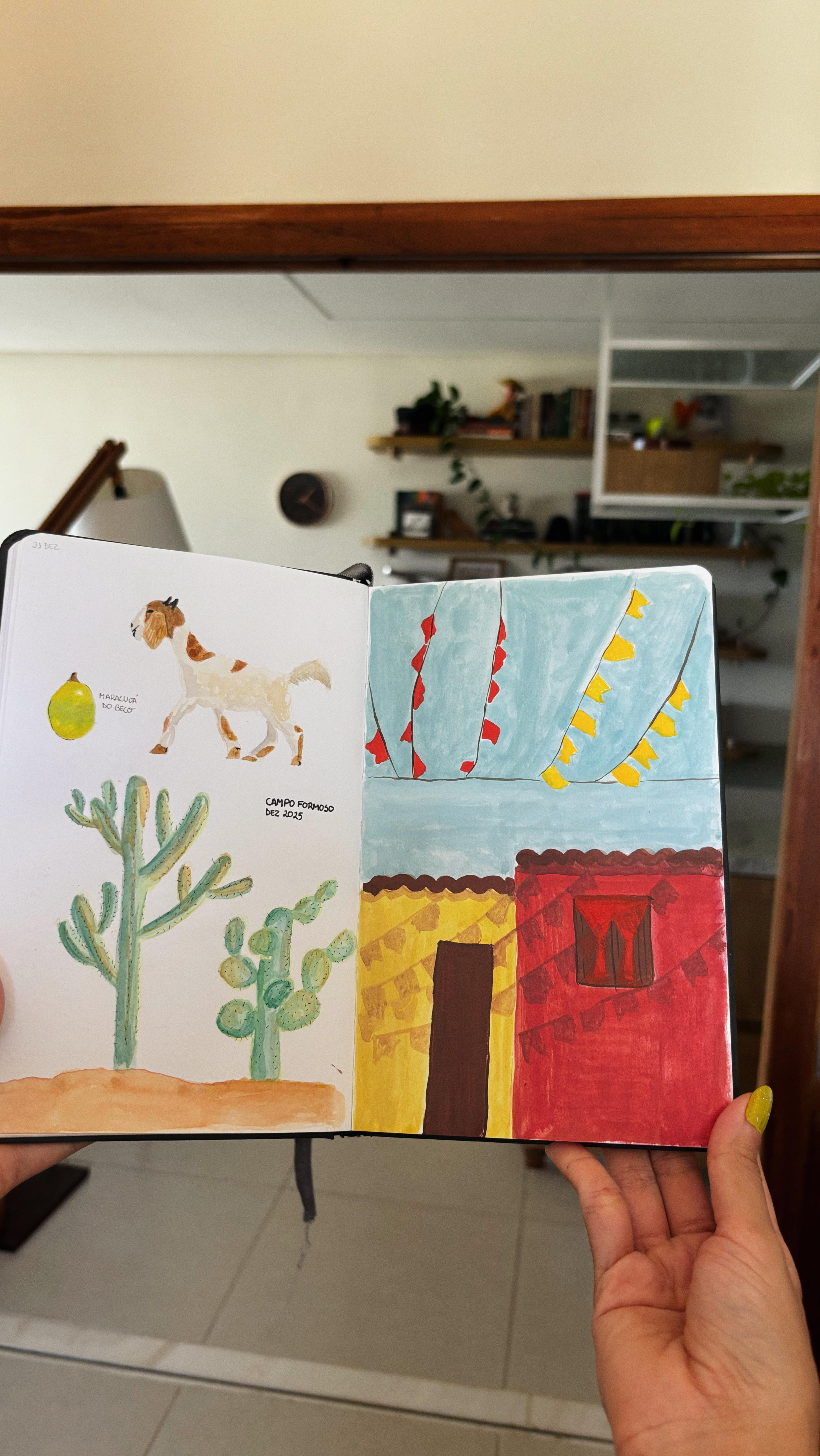 Nos últimos meses de 2025 eu comprei um sketchbook de bolso para viajar e não sabia que isso ia transformar minha prática. Levei ele por ai o tanto que pude e fiz mini viagens mesmo não saindo de Salvador.
Foi bom demais brincar com ele 🤸🏻
Um 2026 sem medo de errar pra todos nós!
✨
#artistlife #sketchdaily #sketchbook #aquarela #guache