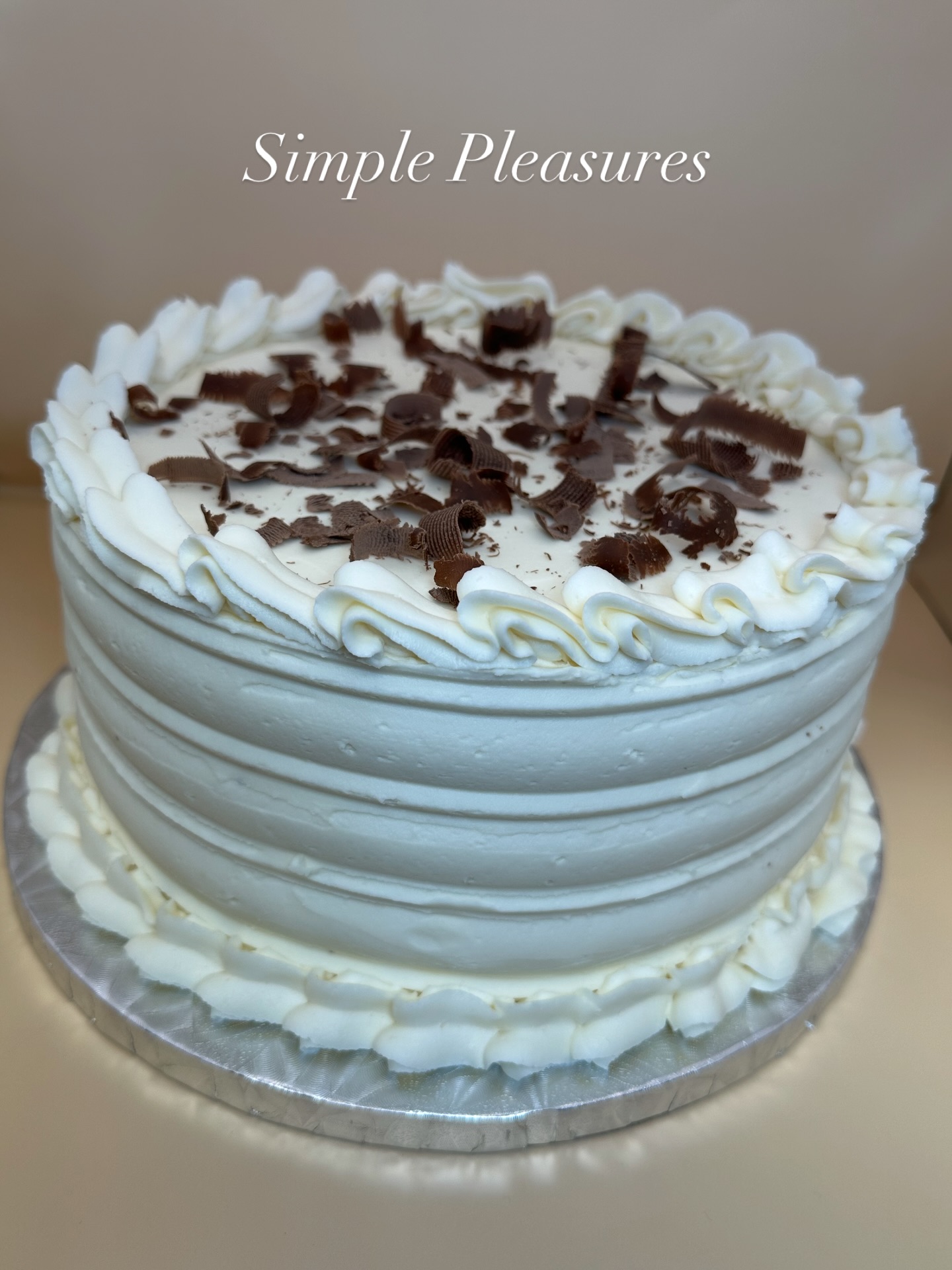 Just because…..Chocolate cake with buttercream frosting drizzled with chocolate shavings. Everyday is a celebration. Celebrate you with Baked XPressions Simple Pleasures. www.bakedxpressions.com