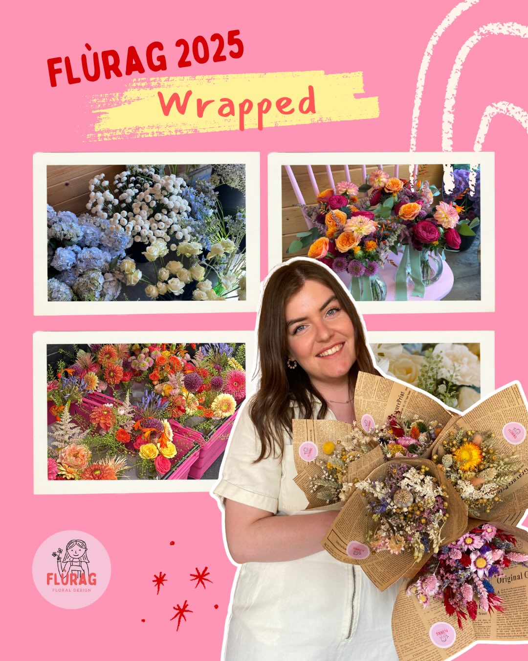 That’s a wrap!🌷🌸
Thank you so much for all your support in 2025, I really appreciate every bit of it❤️ it’s been a year of lots of big changes - moving home and setting up in the highlands, having a new shed to work from, venturing into wholesale and of course bigger weddings which was the highlight!💒
I would also just like to say, whilst it can all look lovely online (especially photos of colourful flowers!) this has actually been one of the hardest years of my life personally as I’ve been struggling with health and anxiety. I’m so happy to be in a much better place now, but if you are going through something similar, please talk to someone, whether that be a loved one or a therapist (or both!) it really helps to start to let it out, and then you can go from there and find what works for you 😊 and be kind, you never know what someone is going through😌
Have a fun Hogmanay and a very happy new year when it comes. Bliadhna Mhath Ùr nuair a thig i!✨