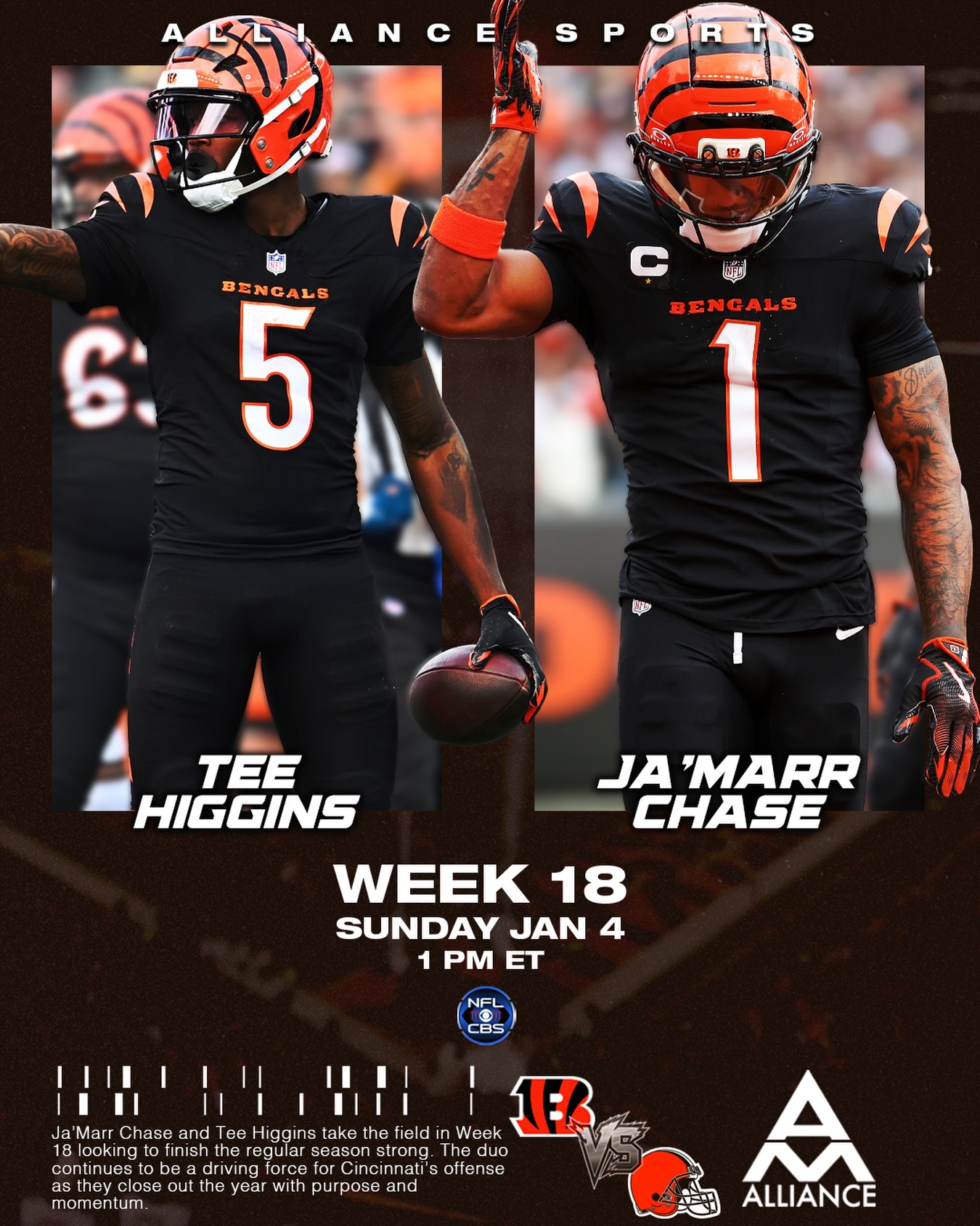Playmakers ready to finish strong β‘οΈ @teehiggins & @lahjay10_ in Week 18