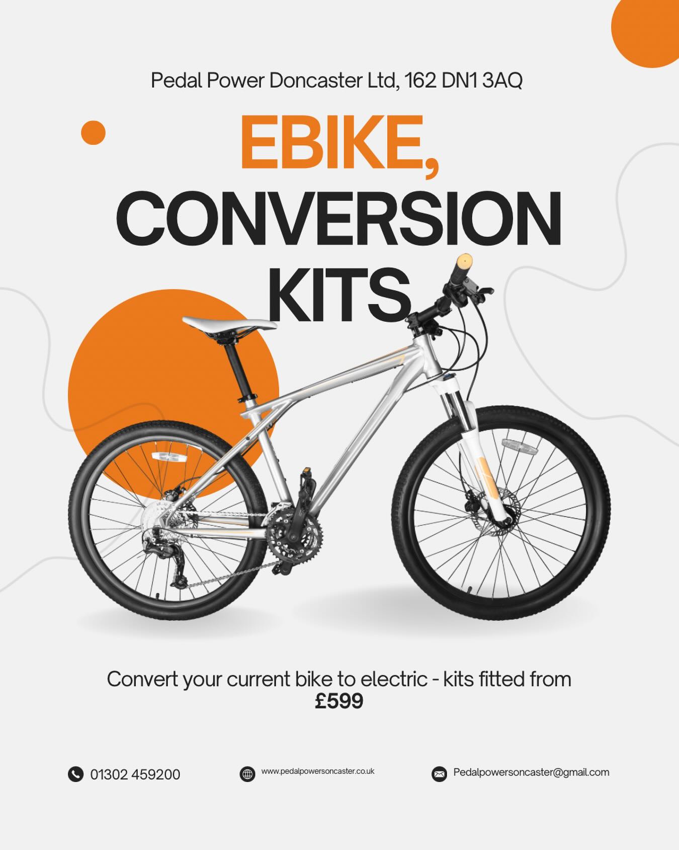 ⚡ Turn your bike into an e-bike from £599
Love your bike but want electric assist? We can convert it 🔧
Our e-bike conversion kits are professionally supplied and fitted, giving you a smoother commute and easier hills — without buying a new bike.
📍 Doncaster
📩 DM us to check compatibility
#ebikeconversion #ebikekit #electricbikeconversion
#ebike #electricbike ebikespecialist
commutebike cyclinglife
bikeshop bikemechanic
doncaster doncasterbikes doncastercycling
southyorkshire cyclinguk shoplocaldoncaster