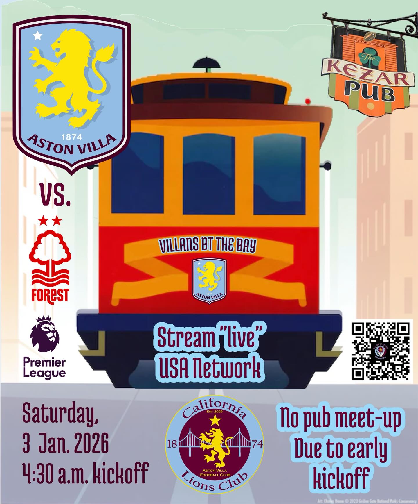 No pub meet up for this early kickoff #VillansByTheBay