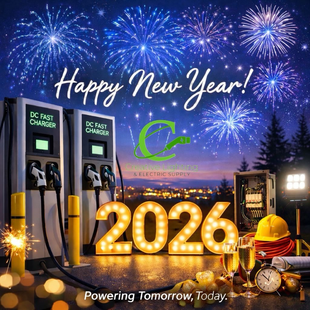 ✨ Happy New Year from Creative Lighting & Electric Supply! ⚡🎉
As we step into 2026, we’re excited to continue supporting our partners with innovative EV charging, lighting, and electrical solutions built for performance and scalability. From powering critical infrastructure to lighting the spaces where people live, work, and charge, we