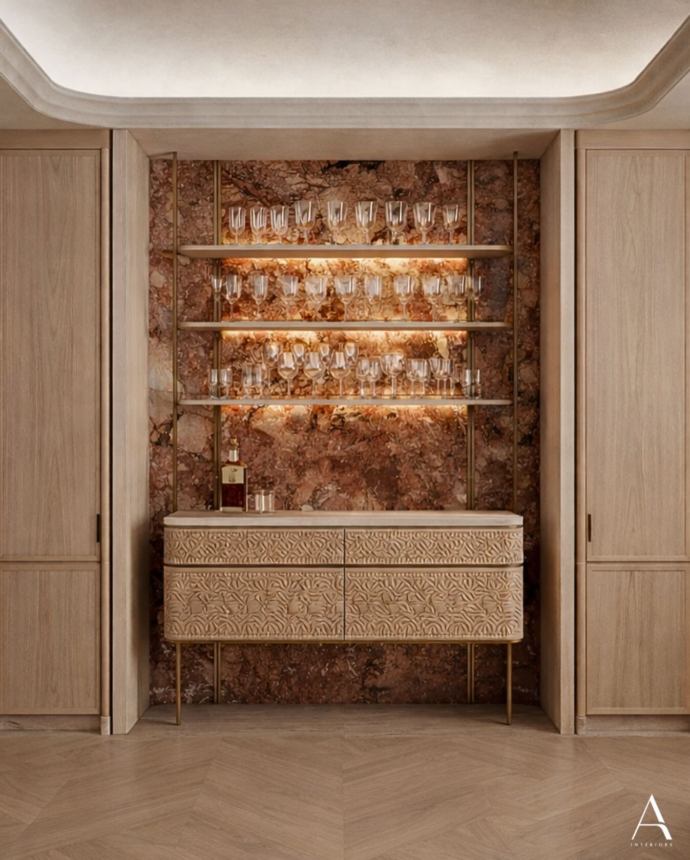 A stunning bar defined by rich marble, warm wood tones, and effortless elegance. Designed to impress.
Adeny Interiors