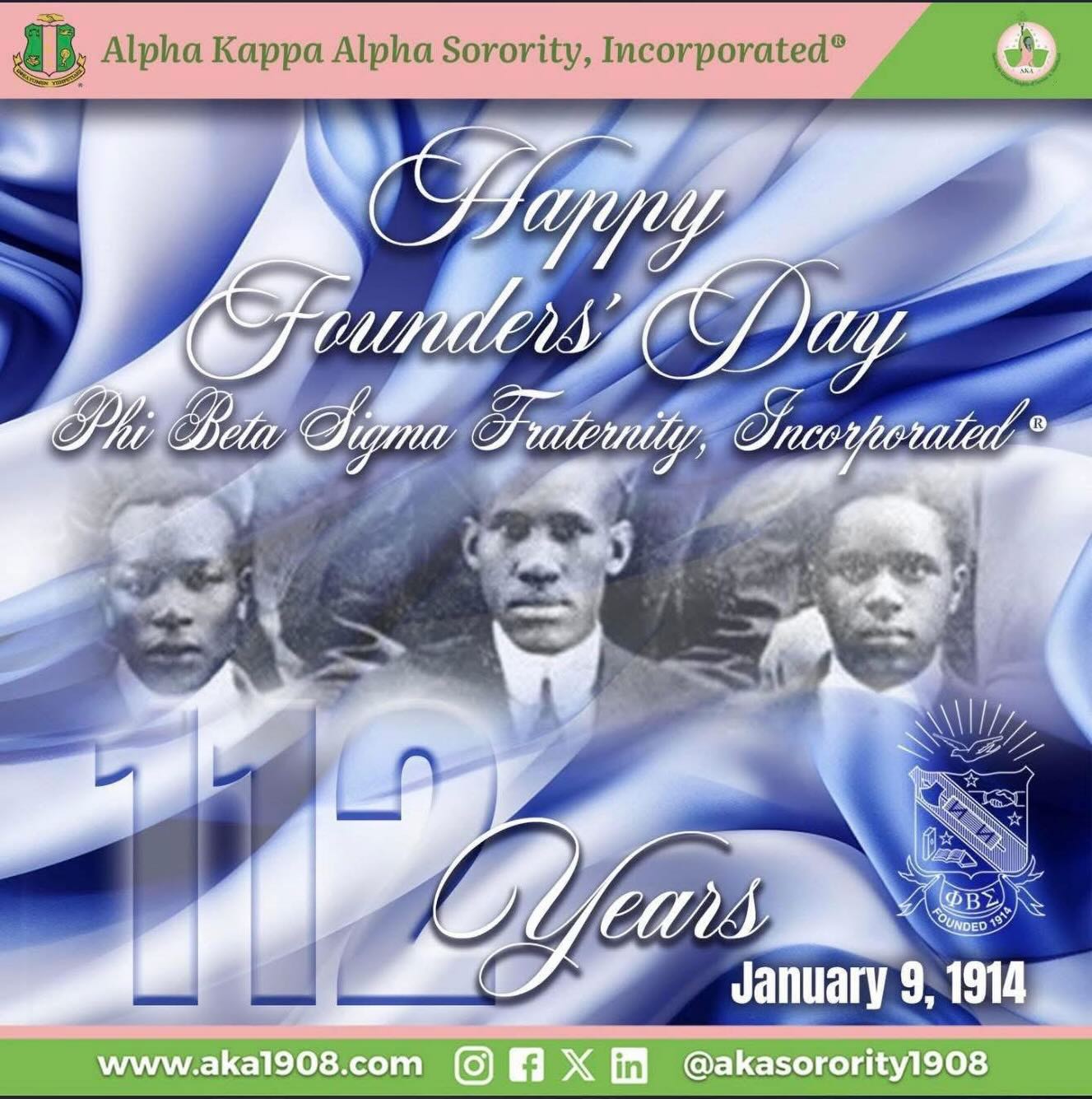 Happy 112th Founders’ Day to the Men of Phi Beta Sigma Fraternity, Incorporated®!
#PBS1914 #AKA1908