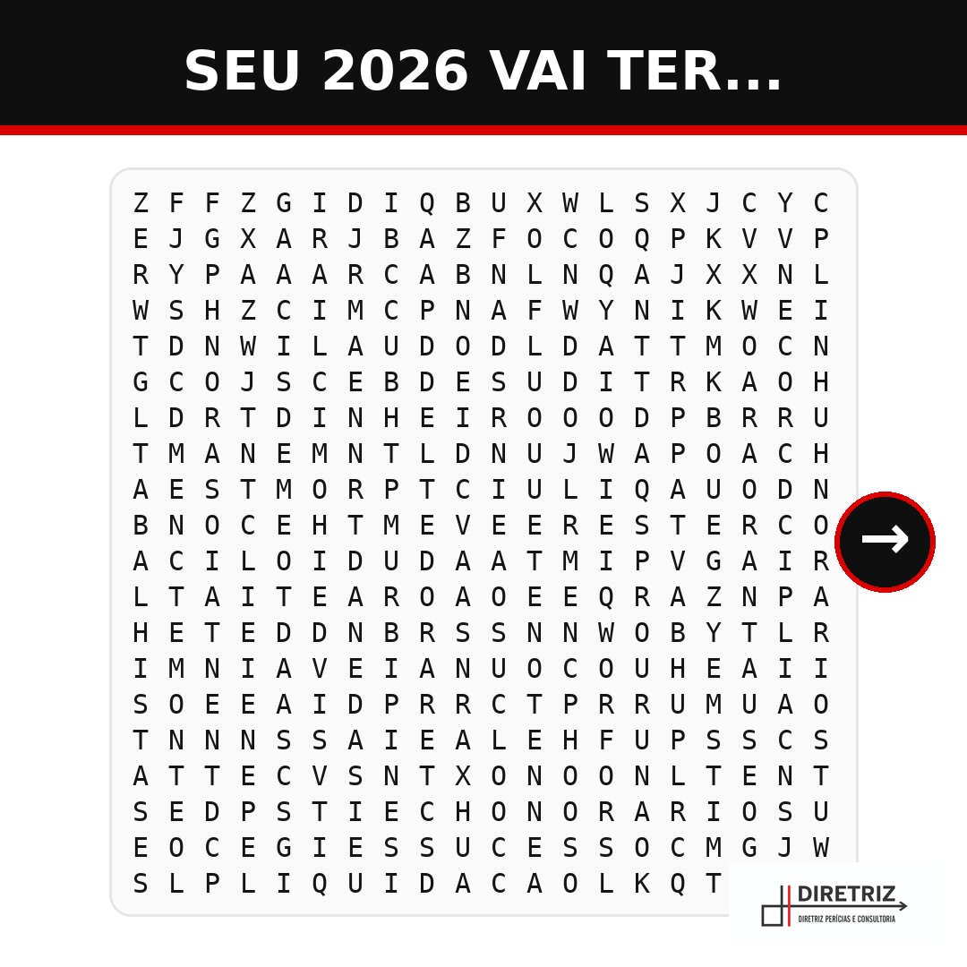 Seu 2026 vai ter muito trabalho, foco e resultado — e eu provei isso nesse caça-palavras!
Quantas palavras você encontrou?
Comenta aqui embaixo e marca um(a) colega da perícia!
Quer acelerar seu 2026 com orientação prática? Conheça meus atendimentos:
✅ Mentoria Express (30 min): clareza + direção para seu próximo passo
✅ Laudo Blindado: apoio para fortalecer a entrega do seu laudo, com mais segurança técnica
✅ Consultoria Online (2 atendimentos de 1h): acompanhamento completo, do planejamento à execução
Links na bio😉