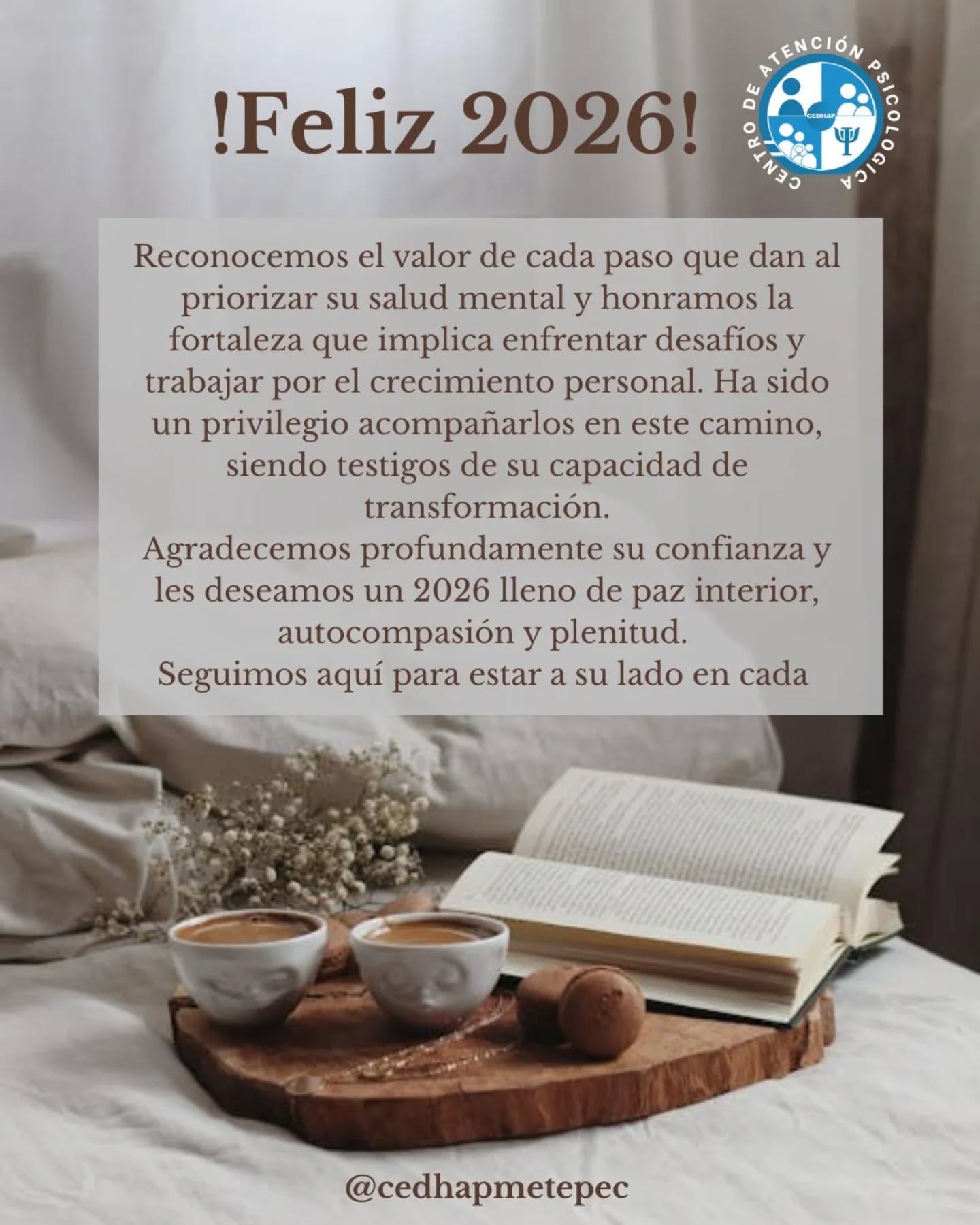 Gracias por confiar en CEDHAP.
A cada persona que este año decidió priorizar su salud mental y confiar en nosotros:
Gracias.
Sabemos que iniciar y sostener un proceso terapéutico requiere valentía, honestidad y compromiso. Reconocemos cada paso dado, incluso aquellos que no siempre fueron fáciles, y honramos el esfuerzo que implica mirarse con profundidad y trabajar por el propio bienestar.
Ha sido un privilegio acompañarlos en sus procesos, ser testigos de su crecimiento y caminar a su lado en momentos de cambio, reflexión y transformación.
Agradecemos profundamente su confianza. Les deseamos un nuevo año lleno de paz interior, autocompasión y bienestar emocional.
Seguimos aquí para acompañarlos, hoy y en cada etapa que venga.
Con gratitud,
CEDHAP
#new #2026 #Cedhap #Psicología #ayuda