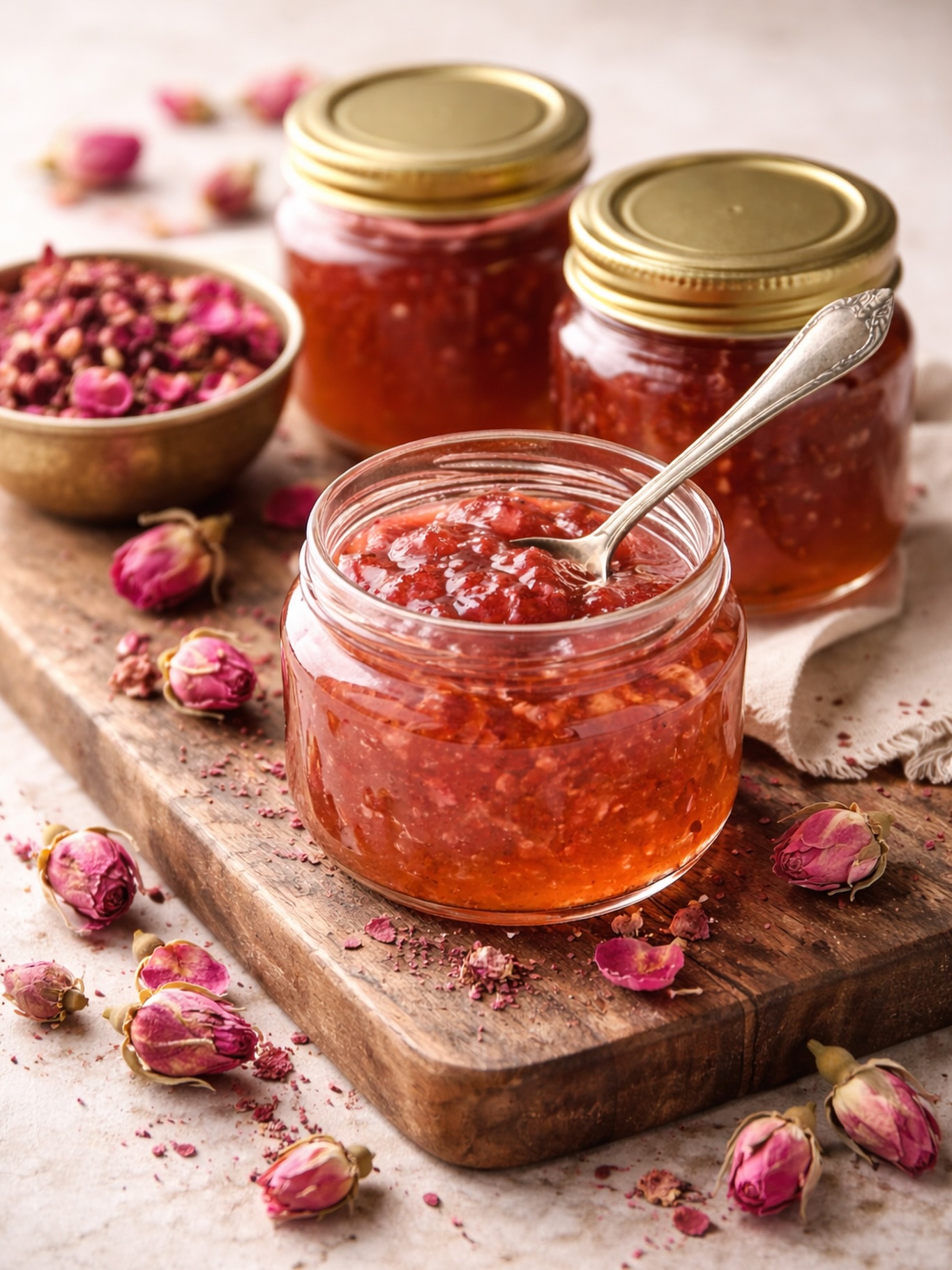 🌹 Persische Rosenmarmelade – Morabba-ye Gol-e Mohammadi 🌹
Ein echtes Stück persischer Küche:
zart, duftend und traditionell – aus getrockneten Damaszenerrosen 🤍
Zutaten:
• 30–40 g getrocknete Damaszenerrosen
• 500 g Gelierzucker 2:1
• 400 ml Wasser
• 1 EL frischer Zitronensaft
• 1 TL Rosenwasser (optional)
• 1 Messerspitze gemahlener Kardamom (optional)
Zubereitung:
1️⃣ Rosen mit heissem Wasser übergiessen und mind. 1 Stunde (oder besser über Nacht) ziehen lassen.
2️⃣ Rosen mit dem Einweichwasser 10–15 Minuten sanft köcheln.
3️⃣ Zucker zugeben und langsam einkochen lassen, bis die Marmelade sirupartig wird.
4️⃣ Zum Schluss Zitronensaft, optional Rosenwasser & Kardamom unterrühren.
5️⃣ Heiss in saubere Gläser füllen und verschliessen.
✨ Fein, blumig & nicht parfümiert
☕ Perfekt zu Tee, Butterbrot oder Joghurt
🛍️ Die getrockneten Damaszenerrosen sind bei uns im Shop erhältlich.
#Rosenmarmelade #PersischeKüche #Morabba #Traditionell #homemade