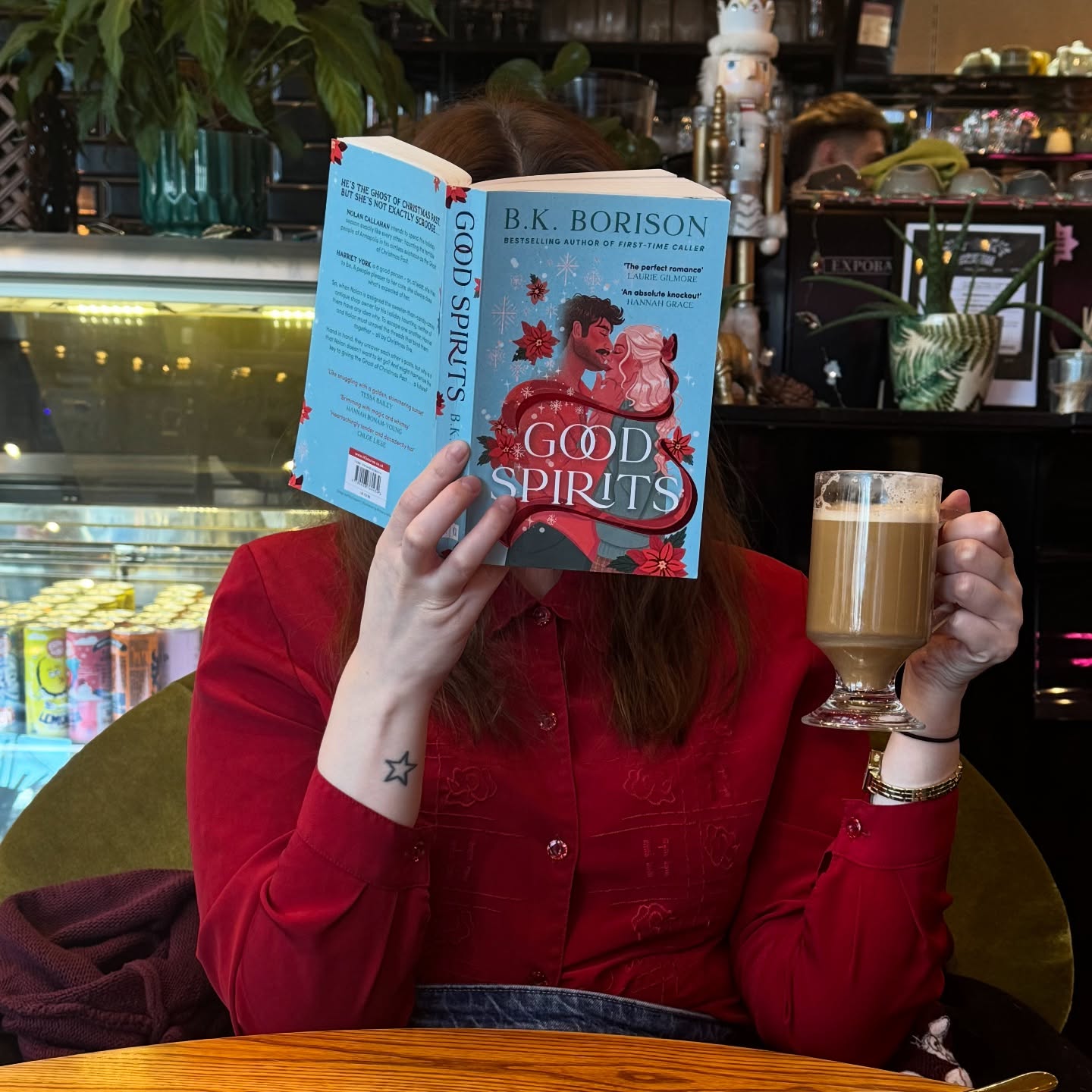 Good Spirits by B.K. Borison ❄️
⭐ ⭐ ⭐ ⭐
Good Spirits is a festive Christmas romance between a ghost of Christmas past, Nolan, and an antique shop owner, Harriet.
~ slight spoilers ahead ~
The premise of this book is cheesy, I know, but I love a good little cheesy romance. I started this on the 23rd December hoping to finish it before/on Christmas Day (looking back, this was a bit too optimistically hopeful of me).
I love a good grumpy x sunshine, especially when the MMC becomes more cheerful and weak for the woman he loves. That man was Nolan. His yearning, want to be alive to be with Harriet and doing everything he can to postpone their inevitable parting meant I shed many tears when they did say goodbye (thank god for soulmates and happy endings).
I also saw a great deal of myself in Harriet. The constant people pleasing, want to avoid conflict, trying to find how I fit, the deep ache for affection and love, grief for a relative who felt like the last person who saw you for you - all too relatable. Perhaps I, like Harriet, need to stand up for myself more, be less fearful, and follow want *I* want.
As always in this type of dynamic also, I love that they both helped each other grow as people while also still loving each other for exactly how they are.
One thing that bothered me slightly, was Nolan having a heartbeat, even as a ghost. I think he shouldn’t have had one as it would remain as a reminder to them both that he is dead and a ghost. At the end of the book, he could have one again to signify how Harriet and their love for each other *literally* brought him back to life.
This is a silly little romance that I enjoyed and I am looking forward to the 2nd book in the series being released in September 2026.
•••
#bookstagram #reader #goodspirits #bookreview #bkborison