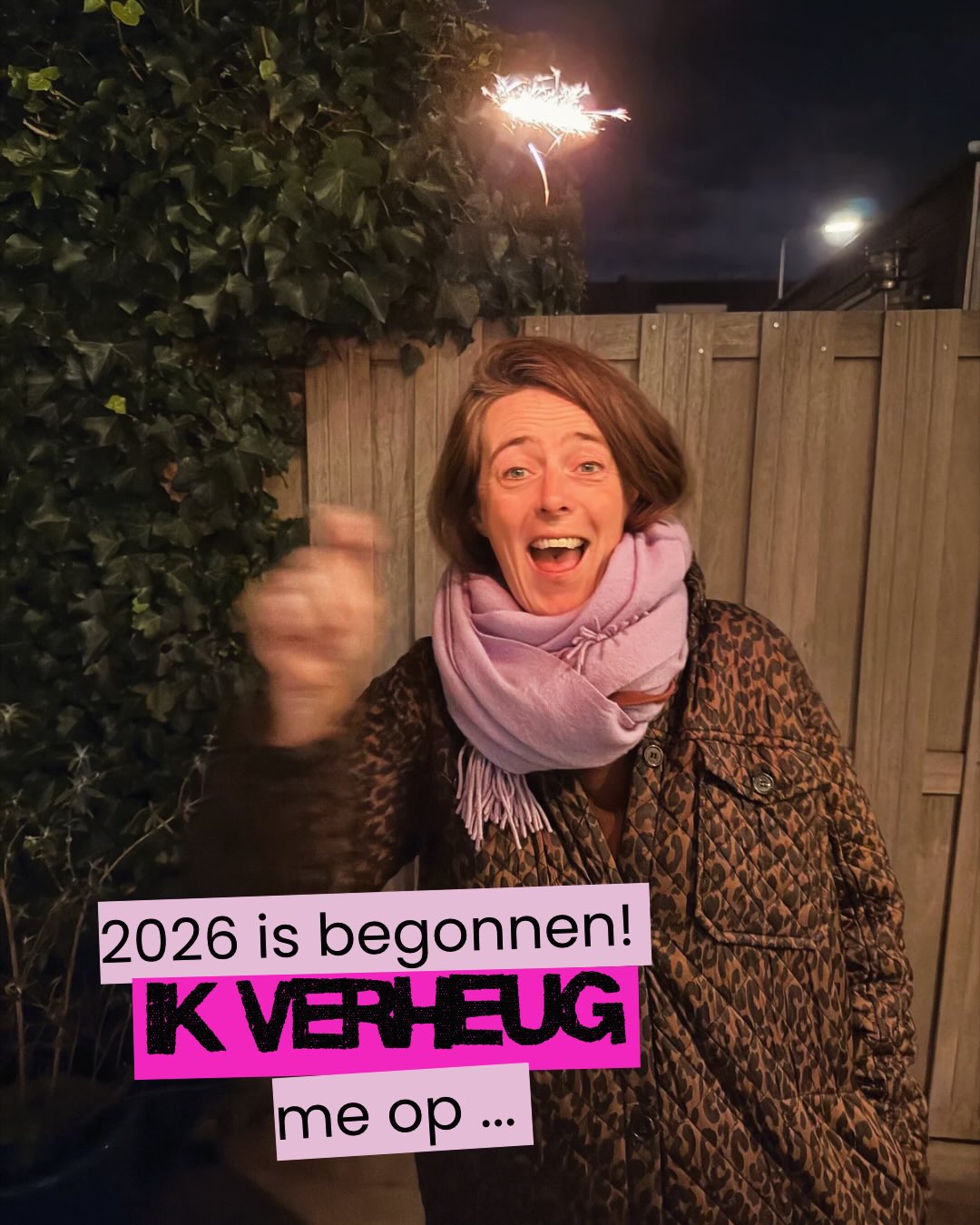 Geen plannen, geen voornemens maar wel een voorzichtige blik richting het nieuwe kalenderjaar en de dingen waarop ik me verheug.
Met stip op nummer 1 verheug ik me overigens op niet meer ziek zijn en een daarmee als het goed is gepaard gaande florissanter hoofd.
Fijn 2026 allemaal!