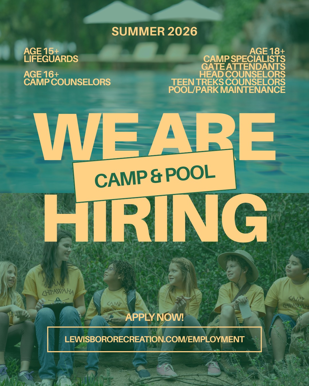 Thinking of warmer weather? Us too! Submit your application today to be a camp counselor (16+) or a lifeguard (15+) for Lewisboro this summer. Details can be found on our website: www.lewisbororecreation.com/employment. ๐