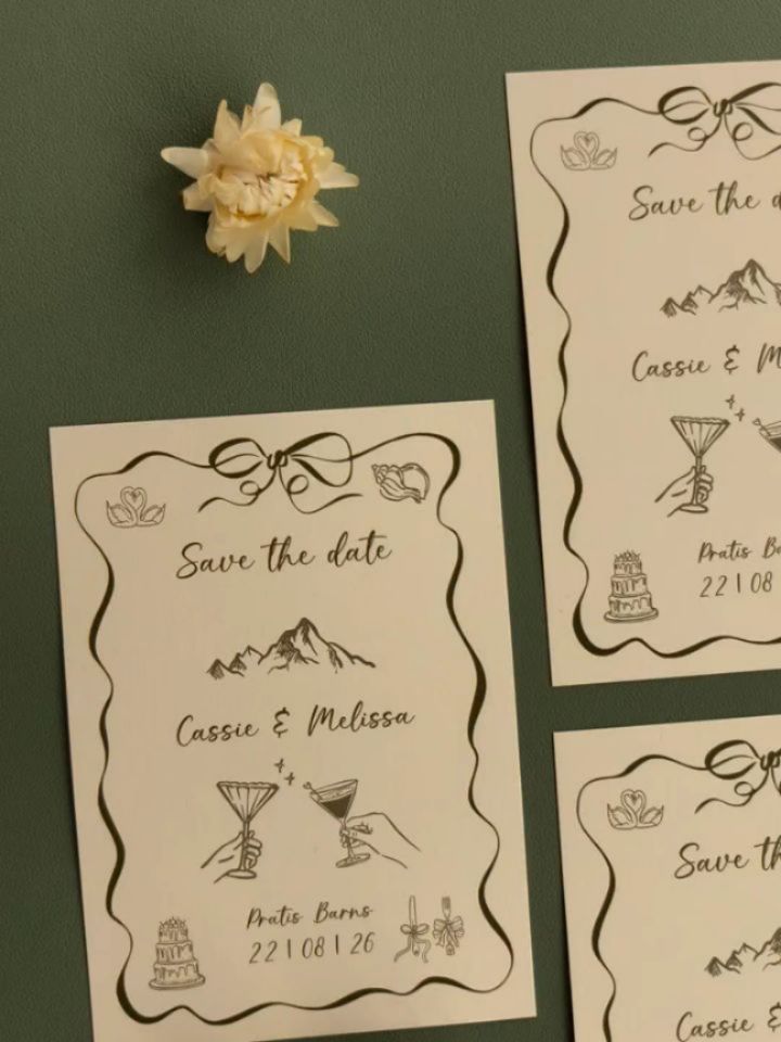 Cassie
Is the cute little sister of the Emily design.
Creamy paper, sage green details and the sweetest whimsical illustrations, effortless romance with a playful twist. From tiny cocktails to hand-drawn florals, every detail is designed to make hearts flutter and calendars get circled.
If you'd like to get started on your stationery journey with Flutterbeeze get in touch via my website or by WhatsApp.
Planning your stationery with ease 🌿
www.flutterbeeze.co.uk
07457 427907
#whimsicalwedding #sagegreenwedding #weddingdetails #stationerydesign