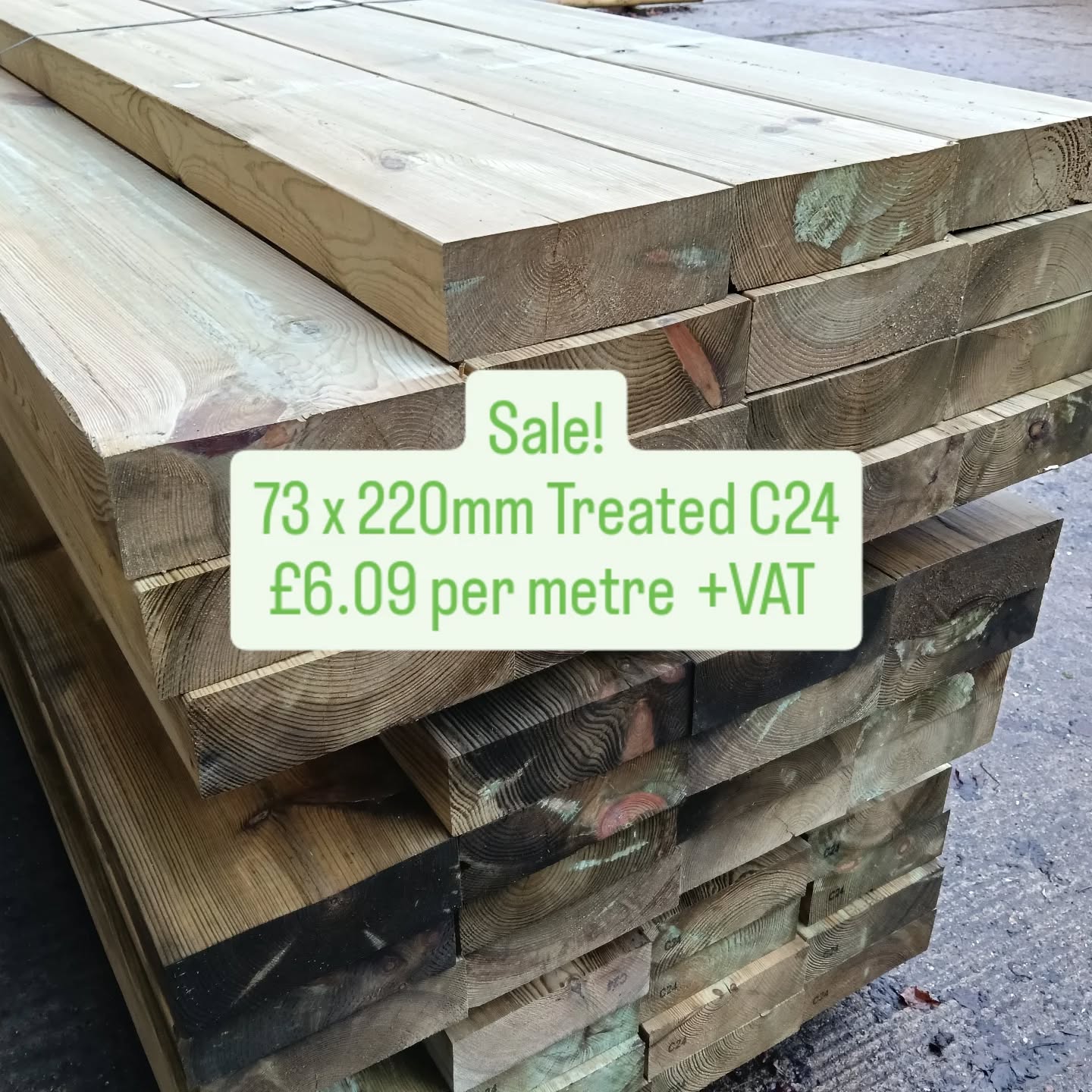 Sale!
73 x 220mm Treated C24 available in 3.6m & 4.8m lengths. Come in and collect or take advantage of our free delivery service🚚.
#freedelivery
#treatedtimber
#blewetstimber