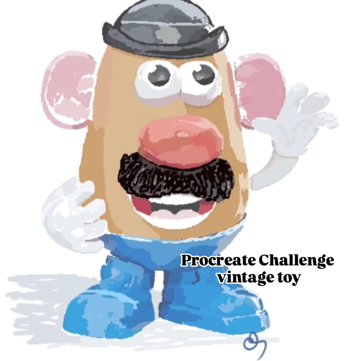 Day 4 of #procreatechallenge of vintage toy. Tried to use marker ended up in pencil. Need to find out how to blend. @the.little.white.bungalow #artprompt