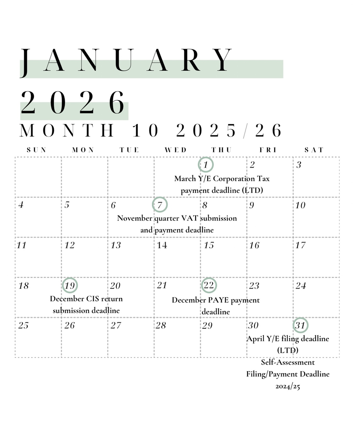 HNY 🥂
I hope everyone had a lovely Christmas and New Year, officially back working on Monday so emails will be responded to then
Your all important reminder that this month is the Self-Assessment filing and payment deadline, so if time has got the better of you and you need assistance filing your tax return, do reach out to avoid those dreaded penalties