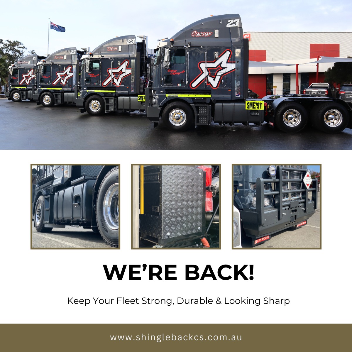 We’re back from the holidays and ready to protect your gear!
Keep your fleet strong, durable, and looking sharp with the best finish in the industry. Shingleback Coating Systems delivers premium protection for heavy transport equipment, built to withstand the toughest conditions and keep your assets working harder for longer. When durability, performance, and appearance matter, trust a coating system that’s built to last.
Learn more: ww.shinglebackcs.com.au