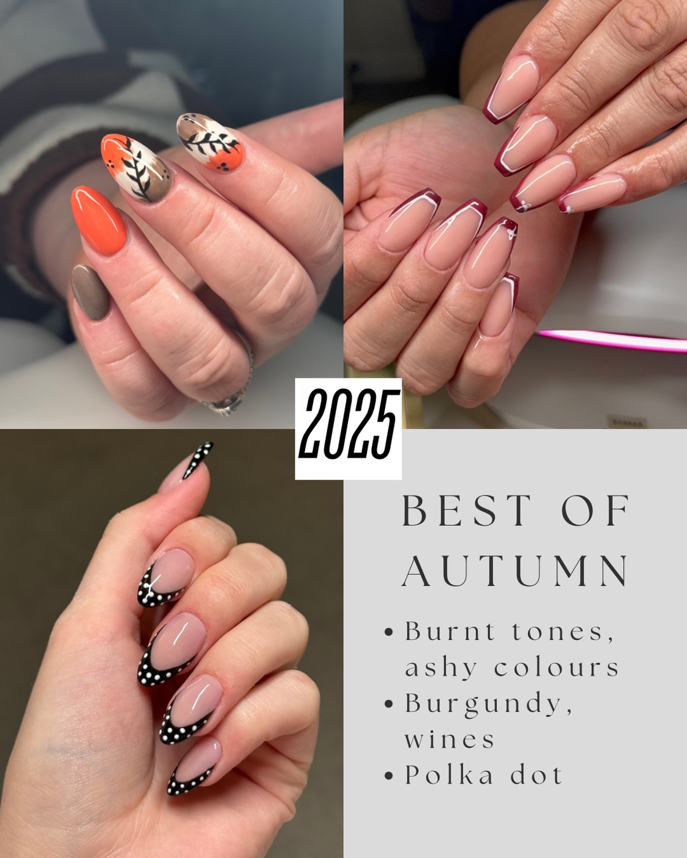 Best of Autumn! 🍂
Polka dots took a huge spin on 2025 and I was so here for it! 😆 this effortless classy look was loved by so many of you! 🥹
Wines, deep reds and purple shades came through quietly, let’s see if they last into this winter! ❄️
🏠Madison Beauty Studio
📍488 Ashley Road, Poole
📲Bookings via DMs/Link in bio
https://www.fresha.com/book-now/madison-beauty-studio-ua729ujr/all-offer?share=true&pld=2701690
#poolenailsalon #nailspoole #nails #poolesalon