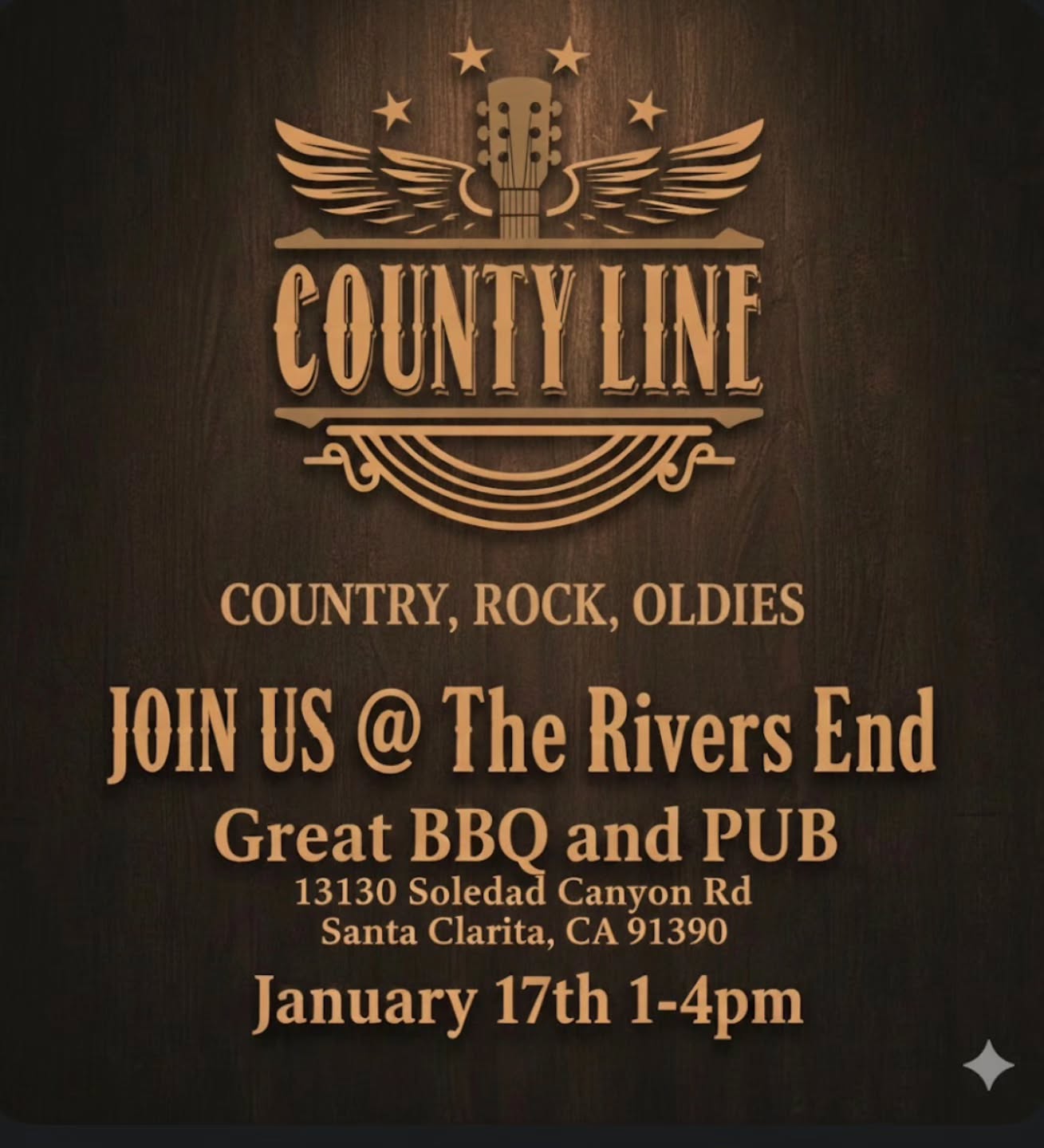 Grab a lawn chair and do not miss the return of the sensational County Line band to The Pub!
These guys from Antelope Valley deliver the goods and are only available rarely, so catch it while ya can!