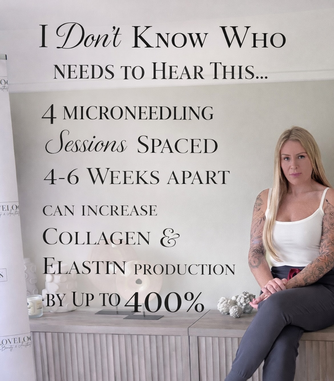 Why This Works (The Science)
Micro-Injuries: Microneedling creates tiny, controlled punctures in the skin, triggering the body’s wound-healing response.
Collagen & Elastin Production: This healing cascade stimulates fibroblasts to produce more collagen (for firmness) and elastin (for bounce), improving skin structure.
Timing is Key: Collagen production peaks weeks after a session, so waiting 4-6 weeks allows for full regeneration, preventing damage and maximizing results.
What to Expect
Gradual Improvement: You’ll see subtle changes after a few sessions, with significant results developing over 3-6 months as new collagen matures.
Long-Term Investment: Think of it as building skin resilience from within, offering natural-looking improvements rather than temporary fixes.
£50 per session
