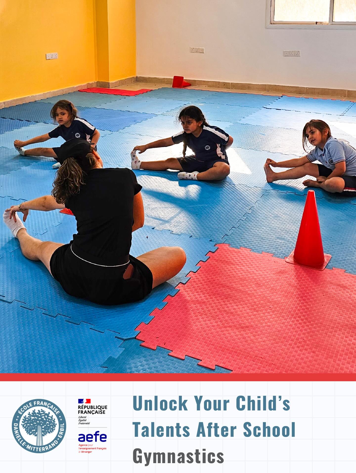 Our school offers a variety of extracurricular activities, including football, computer programming, multisport, dance, and gymnastics. These programs allow students to develop their talents, gain confidence, and have fun. Enroll your child today!
-
Notre école propose diverses activités extrascolaires, notamment le football, la programmation informatique, les multisports, la danse et la gymnastique. Ces programmes permettent aux élèves de développer leurs talents, de gagner en confiance et de s’amuser. Inscrivez votre enfant dès aujourd’hui !
-
قوتابخانەکەمان چەندین چالاکی دەرەوەی مەنهەج پێشکەش دەکات، لەوانە تۆپی پێ، بەرنامەسازی کۆمپیوتەر، فرە وەرزش، سەما، و جیمناستیک. ئەم بەرنامانە ڕێگە بە قوتابیان دەدەن پەرە بە بەهرەکانیان بدەن،متمانەیان بەخۆیان بەدەست بهێنن و کاتێکی خۆش بەسەر بەرن.
هەر لەمڕۆوە منداڵەکە تۆمار بکە!
-
تقدم مدرستنا مجموعة متنوعة من الأنشطة اللامنهجية، بما في ذلك كرة القدم، وبرمجة الحاسوب، والرياضات المتعددة، والرقص، والجمباز. تتيح هذه البرامج للطلاب تنمية مواهبهم، واكتساب الثقة بالنفس، والاستمتاع بوقتهم. سجّل طفلك اليوم!
-
#DanielleMitterrand #FrenchSchool #ErbilEducation #ÉcoleFrançaise #internationaleducation