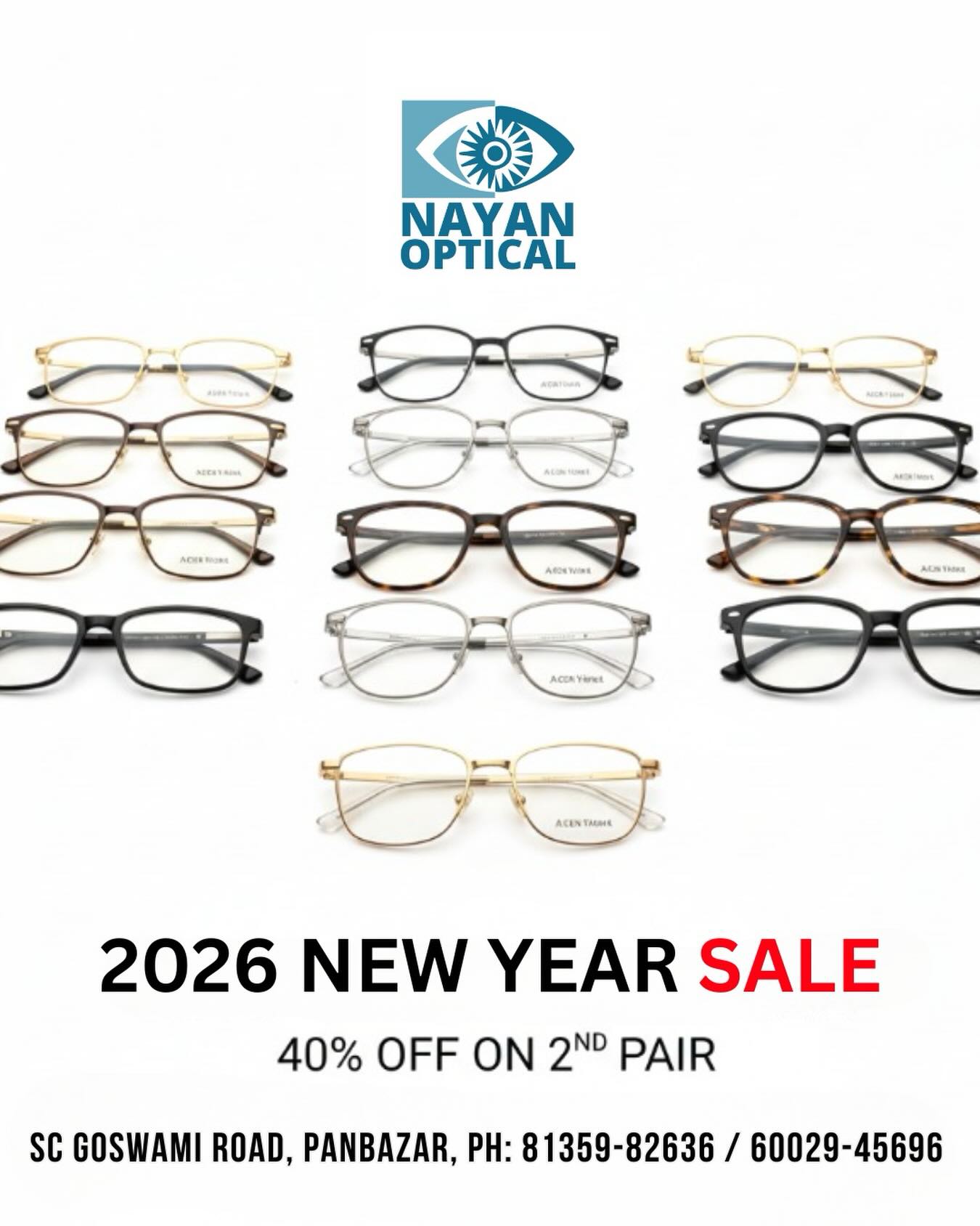Because one good pair is never enough. Upgrade your everyday vision or add a stylish backup!
Now at a smarter price. Get 40% OFF on your second pair of spectacles or glasses.
Limited-time offer. In-store only.
๐ Visit us: Panbazar, Guwahati
๐ Call us: 81359-82636 / 60029-45696
_See better. Save more. Walk out with two._