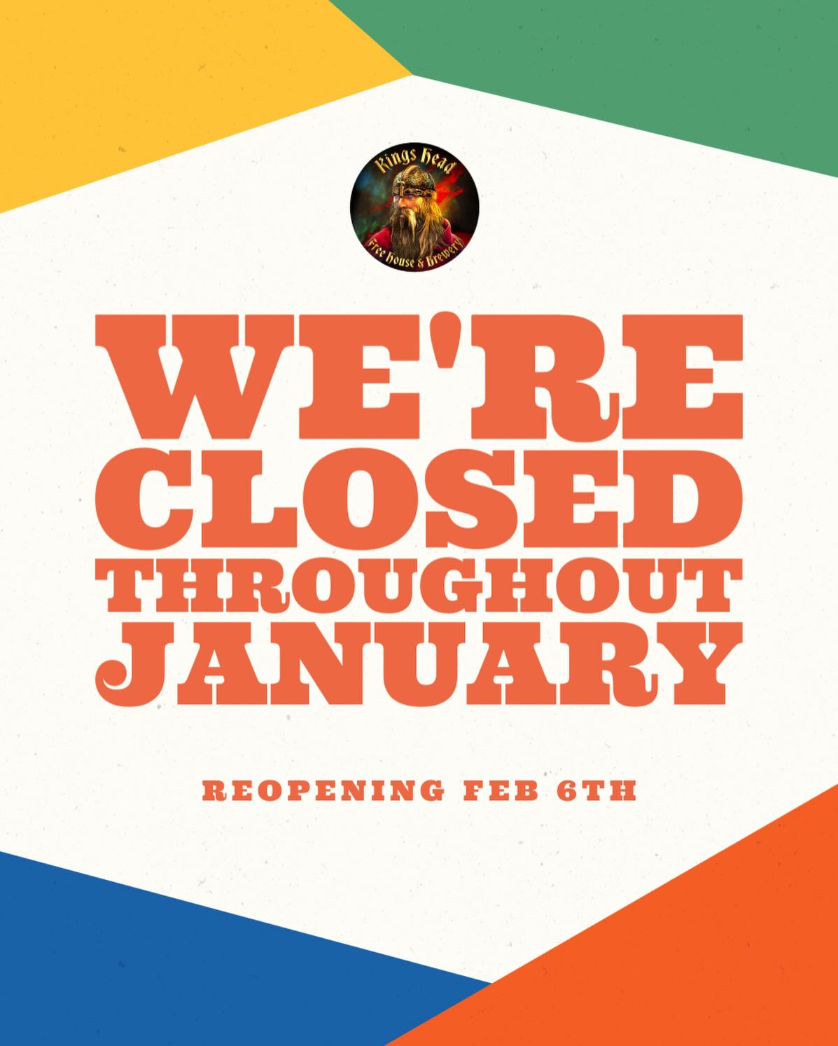 We’re closed in January but look foresee to welcoming you back in February.