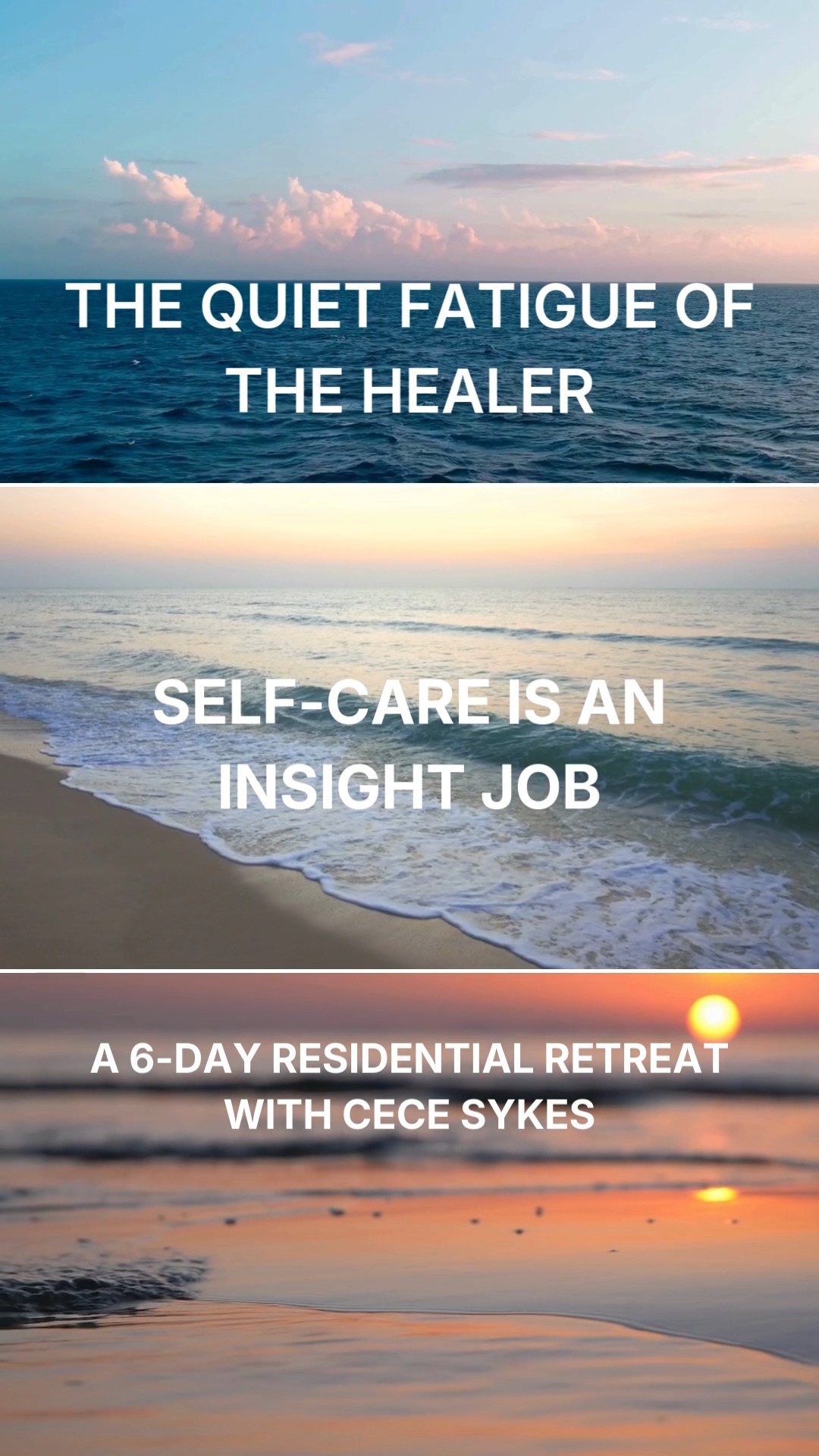 🌿 THE QUIET FATIGUE OF THE HEALER - SELF-CARE IS AN INSIGHT JOB🌿
A 6-Day Residential Retreat with Cece Sykes
In a world that asks therapists to hold so much, where the boundary between service and Self can blur, fatigue can quietly take root. ✨
This retreat offers a pause - a place to lay down what you’ve been carrying, to rest your nervous system, and to reconnect with the parts of you that long to be noticed, nourished, and restored. 💛
Applications are currently open for this retreat in Portugal with Cece Sykes from May 3-8, 2026. 🌅✨
#therapistretreat #healersretreat #burnoutsupport #selfcarejourney #traumatherapist #wellnessretreat #portugalretreat #mentalhealthcommunity #healingjourney #restandrestore #mindbodyhealing #nervoussystemreset #soulfulretreat #innerwork #healerswellbeing #therapistlife #emotionalwellness #retreat2026 #souliologyretreat #CeceSykes