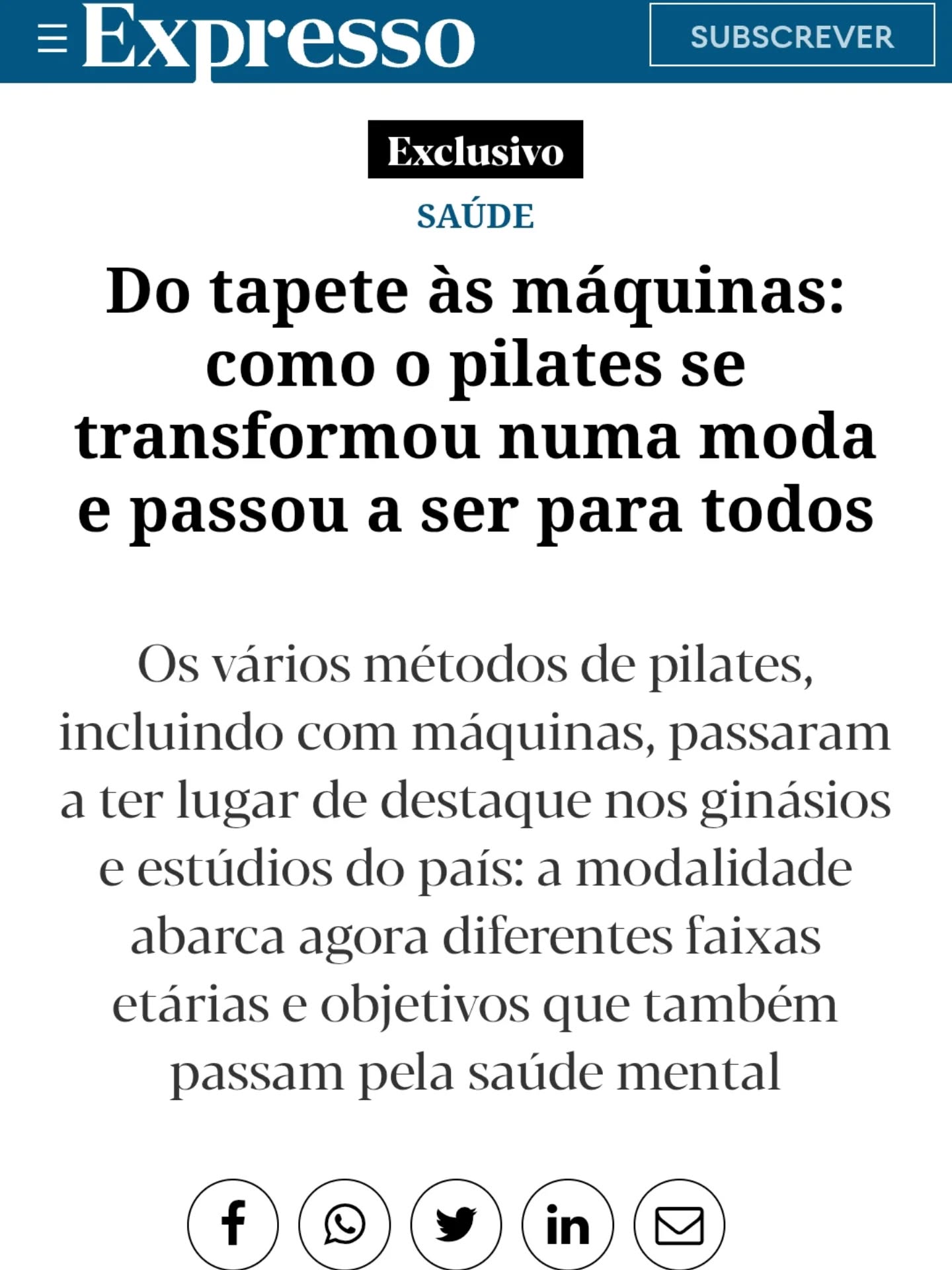 Para ler e refletir: https://share.google/UoVgjWoxZH3XPVuLd
Joseph H. Pilates desenvolveu um método que conecta a mente ao corpo — e essa conexão é um dos seus princípios fundamentais.
A saúde mental deve ser, sim, uma razão válida para a prática.
Cuide de si: o corpo agradece e a mente fica mais leve ✨🧠
#pilates #menteecorpo #saúdemental #bemestar #autocuidado❤️